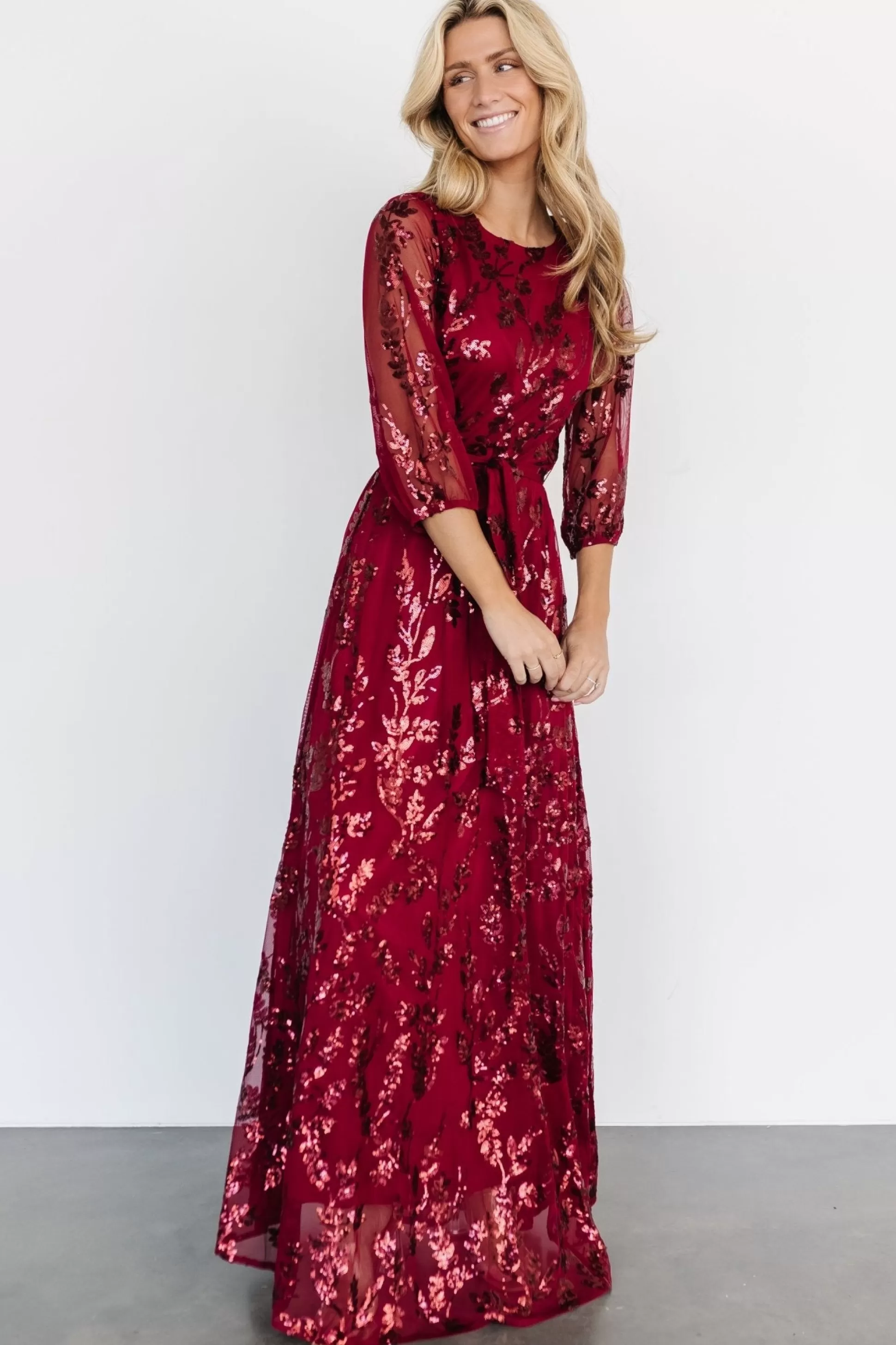 COMING SOON | Baltic Born Destiny Sequin Maxi Dress | Wine