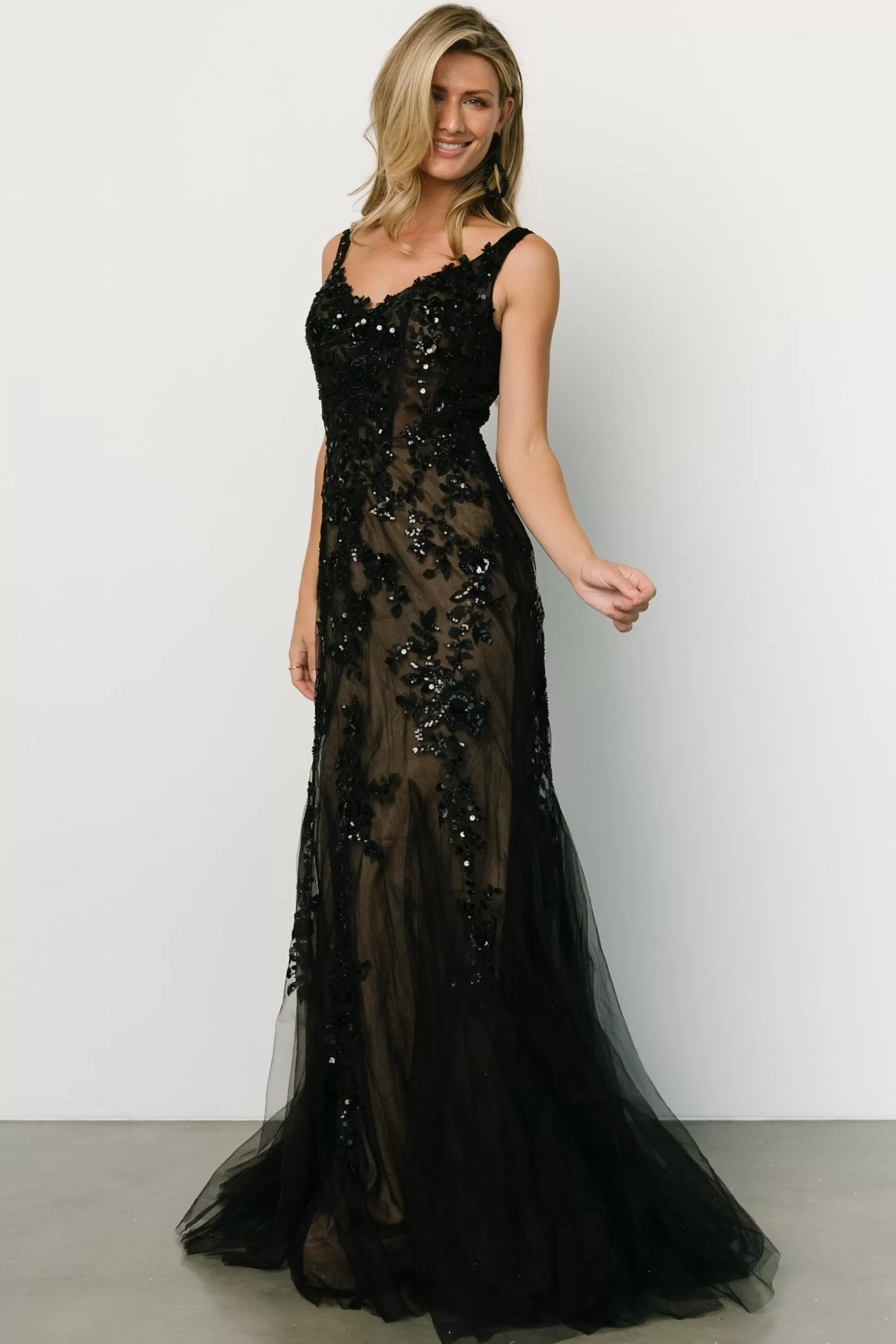 embellished + sequined | Baltic Born Devotion Bridal Gown | Black + Nude