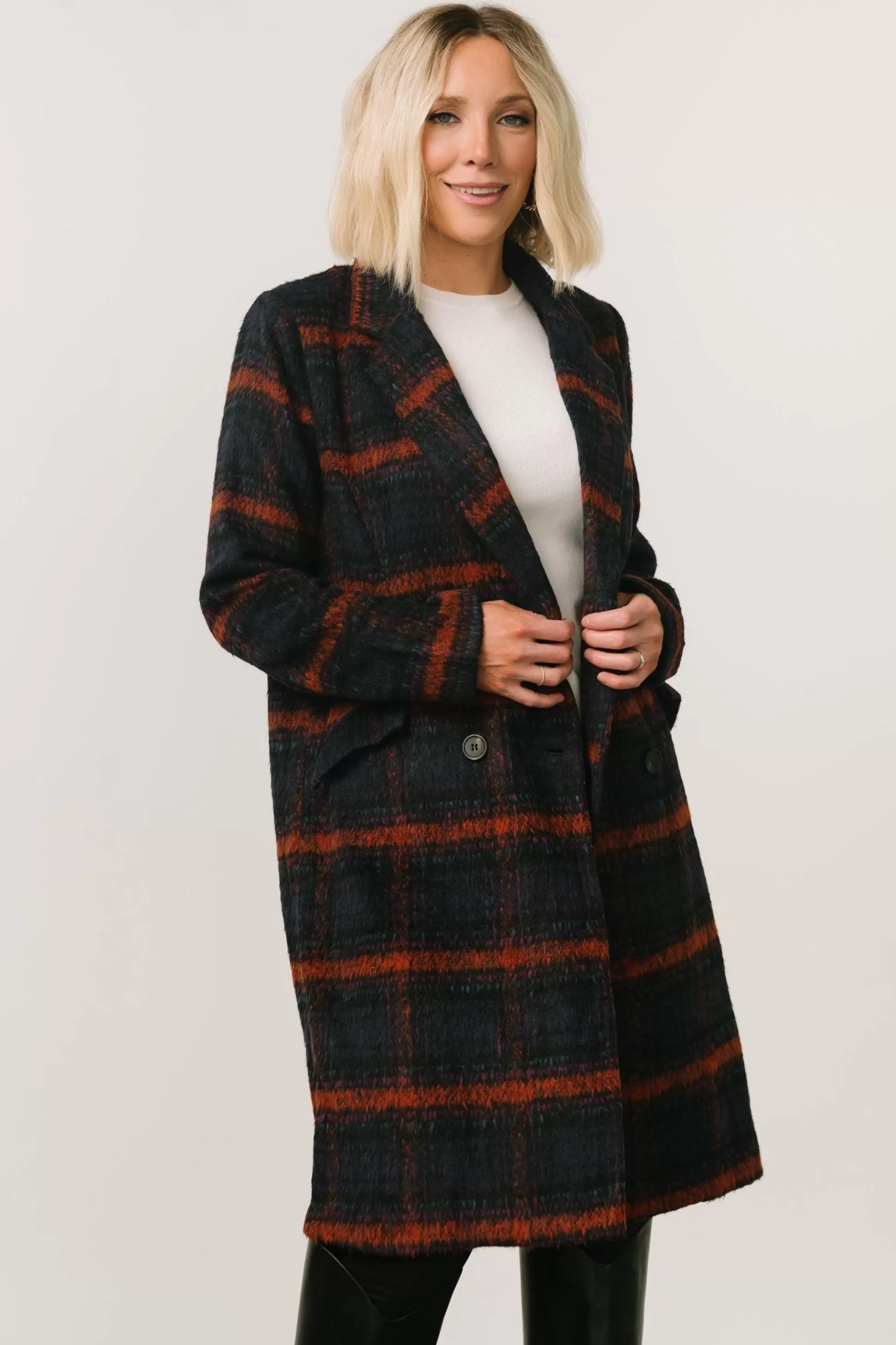 outerwear | Baltic Born Dickinson Trench Coat | Navy Multi