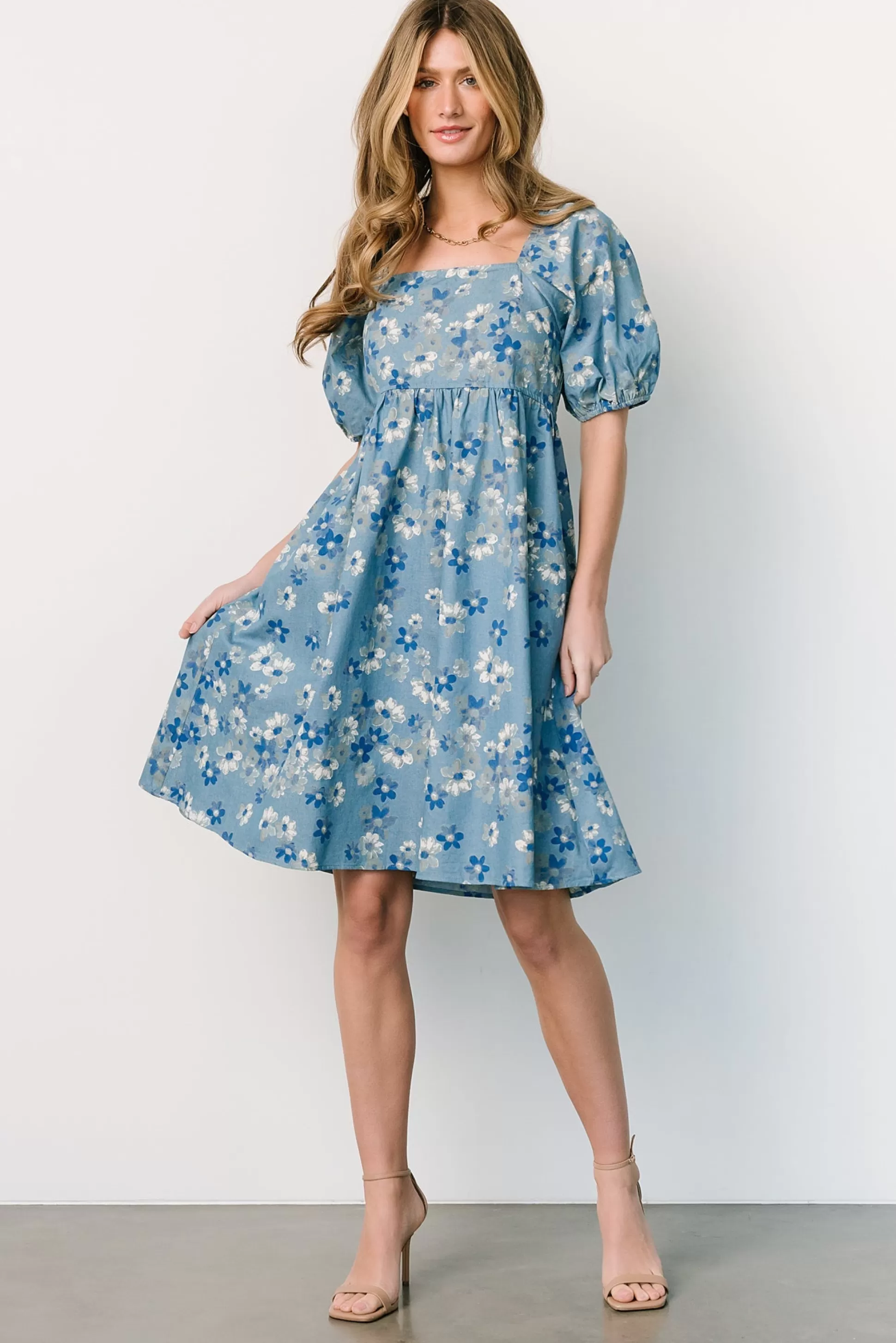 EXTENDED SIZING | Baltic Born Dorothea Midi Dress | Denim Floral