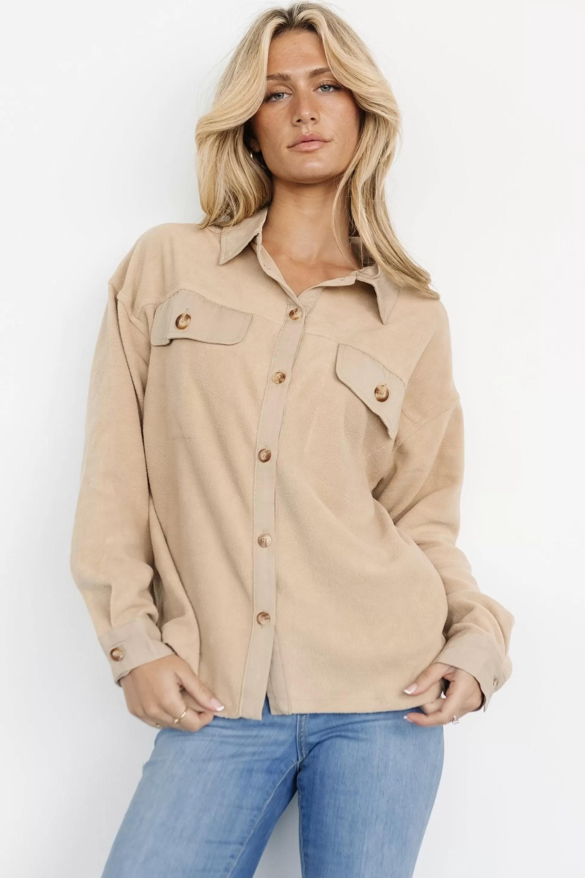 outerwear | Baltic Born Duke Button Up Top | Taupe