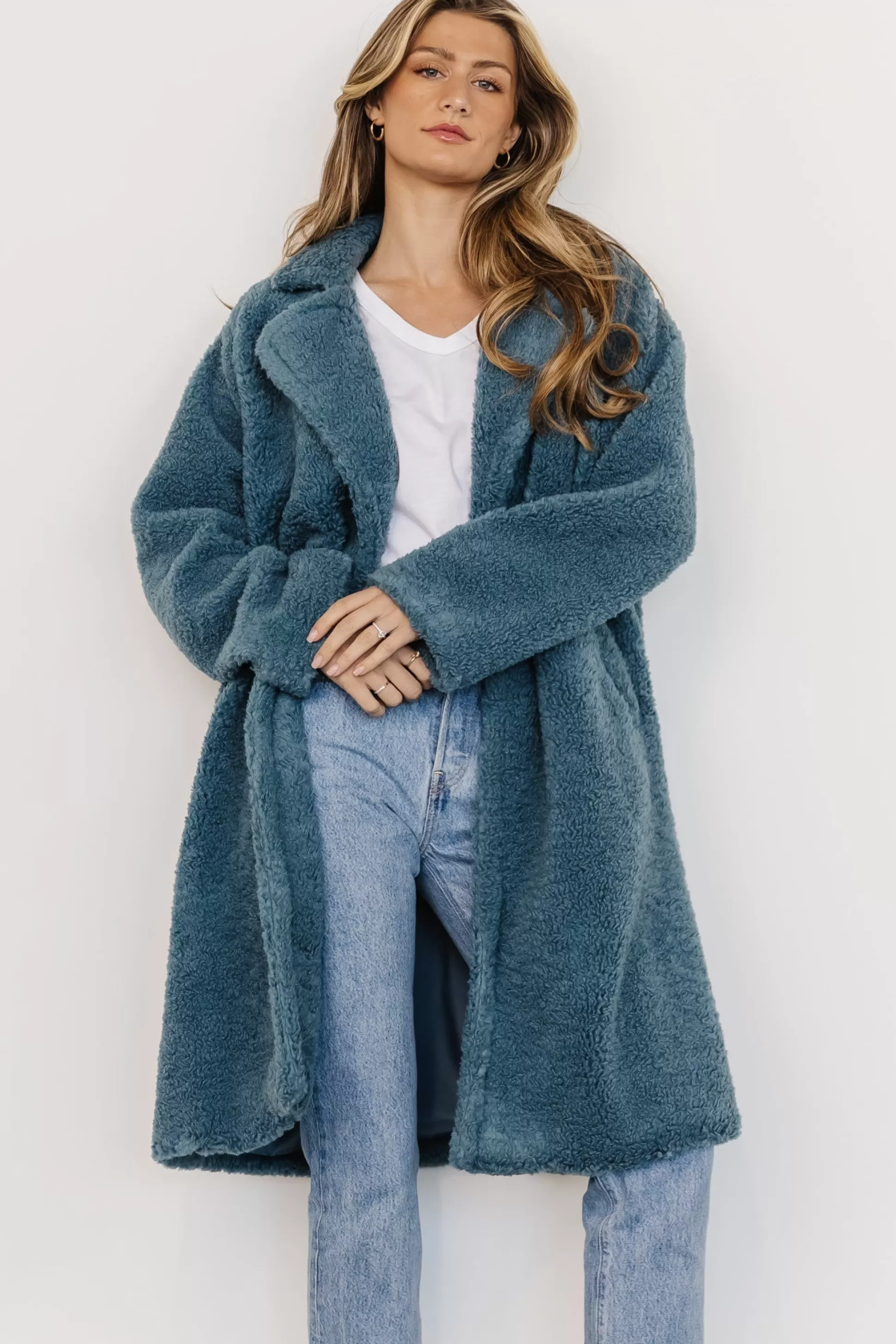 cardigans | Baltic Born Elbrus Sherpa Trench Coat | Persian Blue