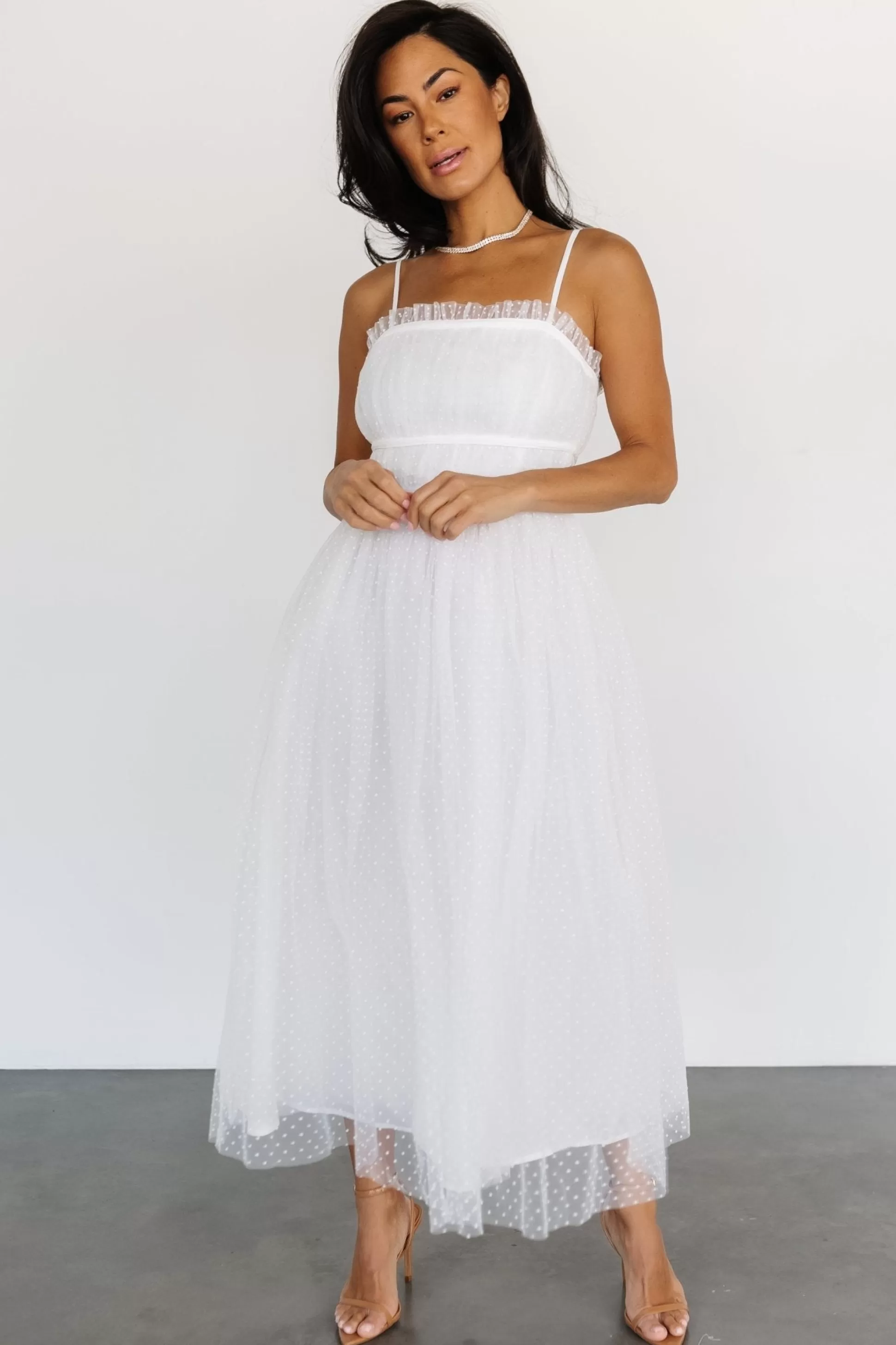 tulle styles | Baltic Born Elsie Tulle Midi Dress | White