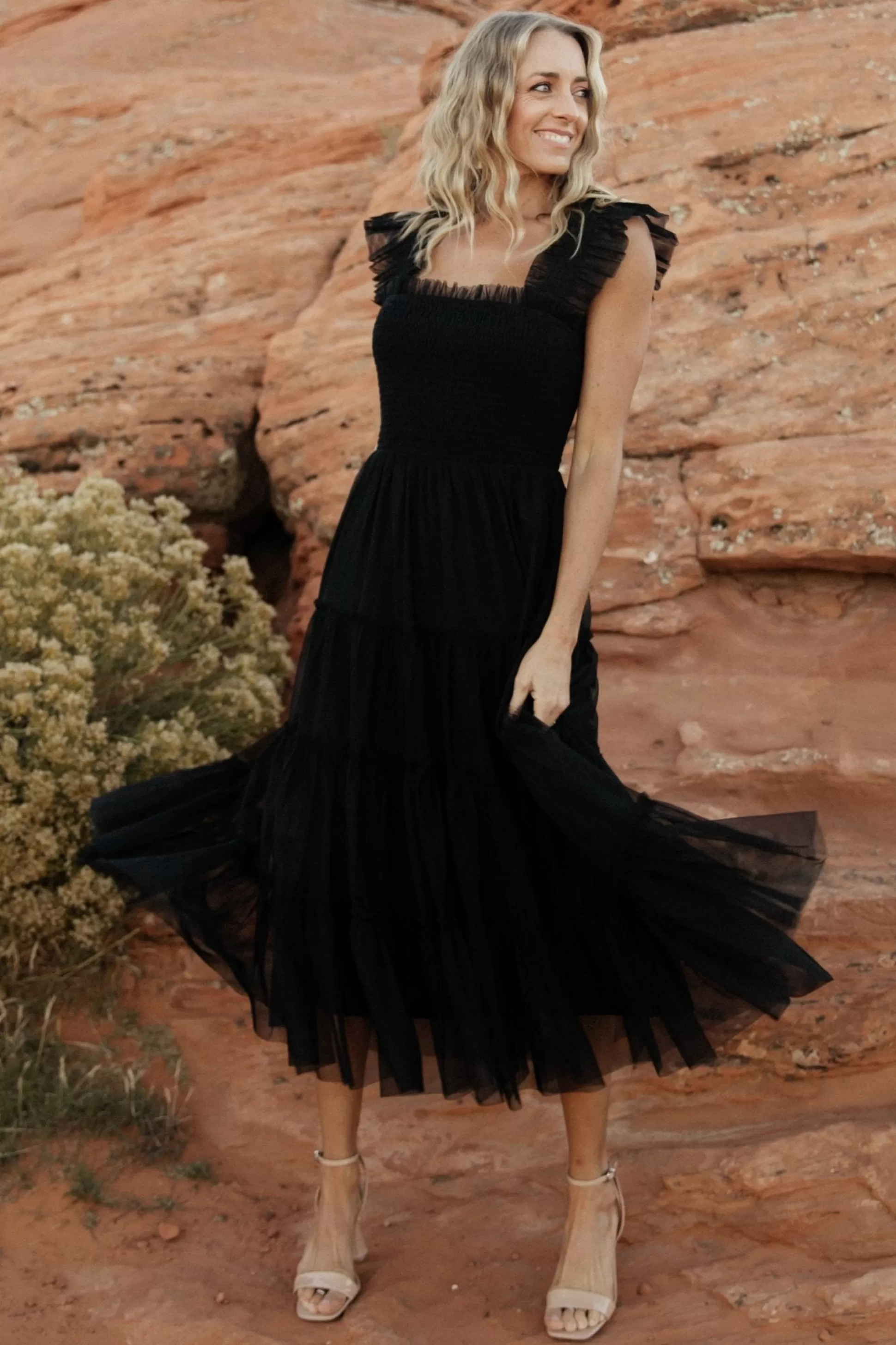 DRESSES | midi dresses | Baltic Born Emma Smocked Tulle Dress | Black