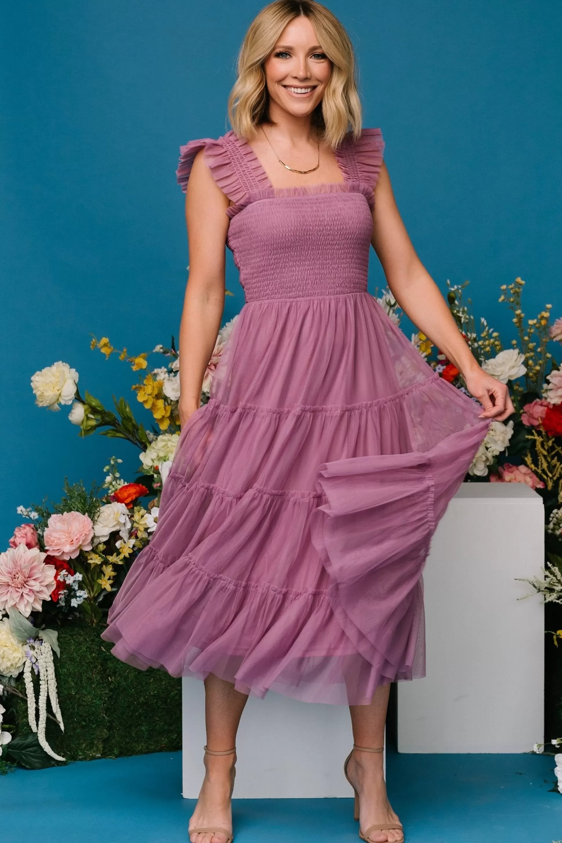 DRESSES | midi dresses | Baltic Born Emma Smocked Tulle Dress | Orchid