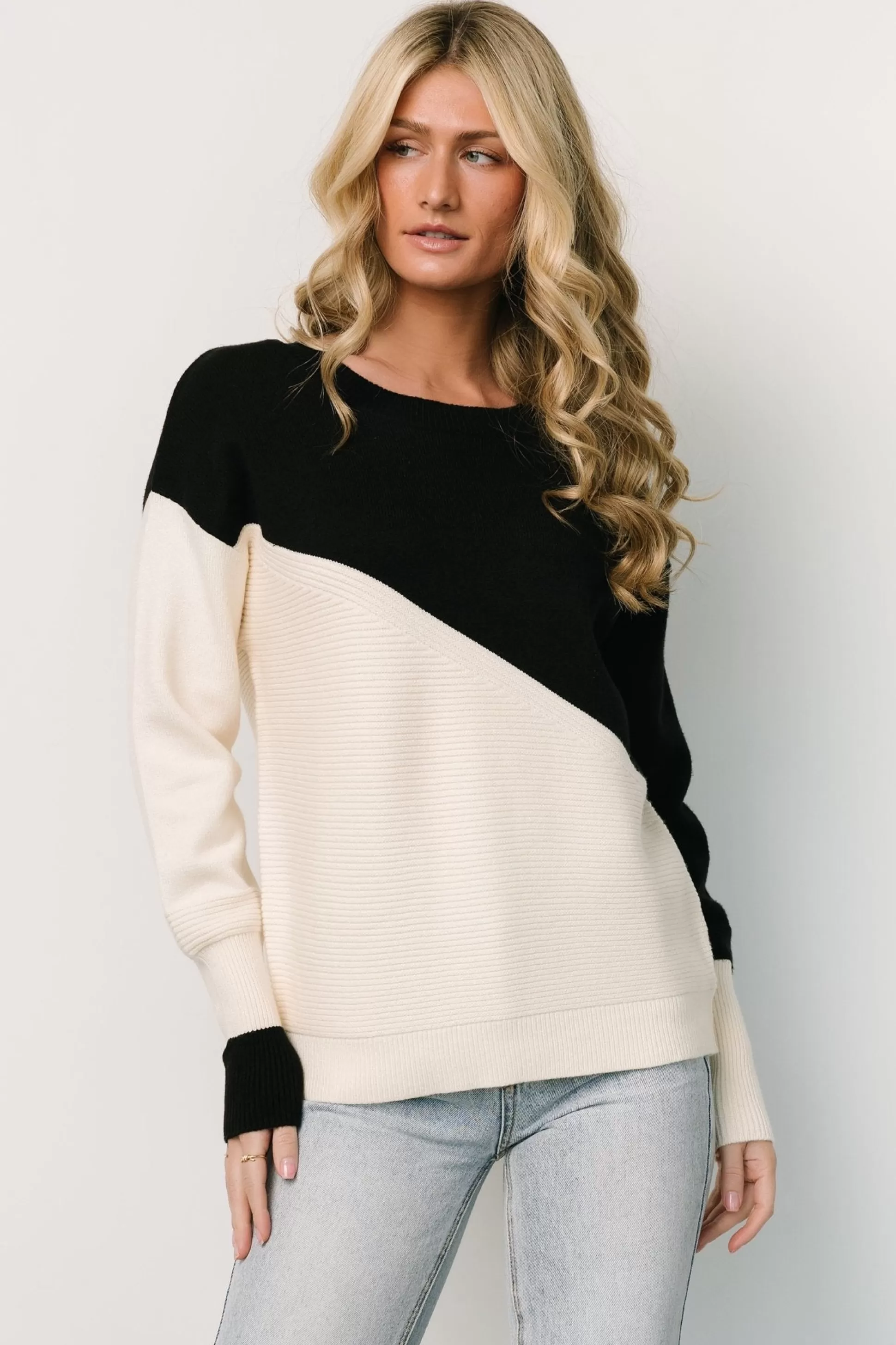 TOPS | COMING SOON | Baltic Born Emmy Sweater | Black + Cream