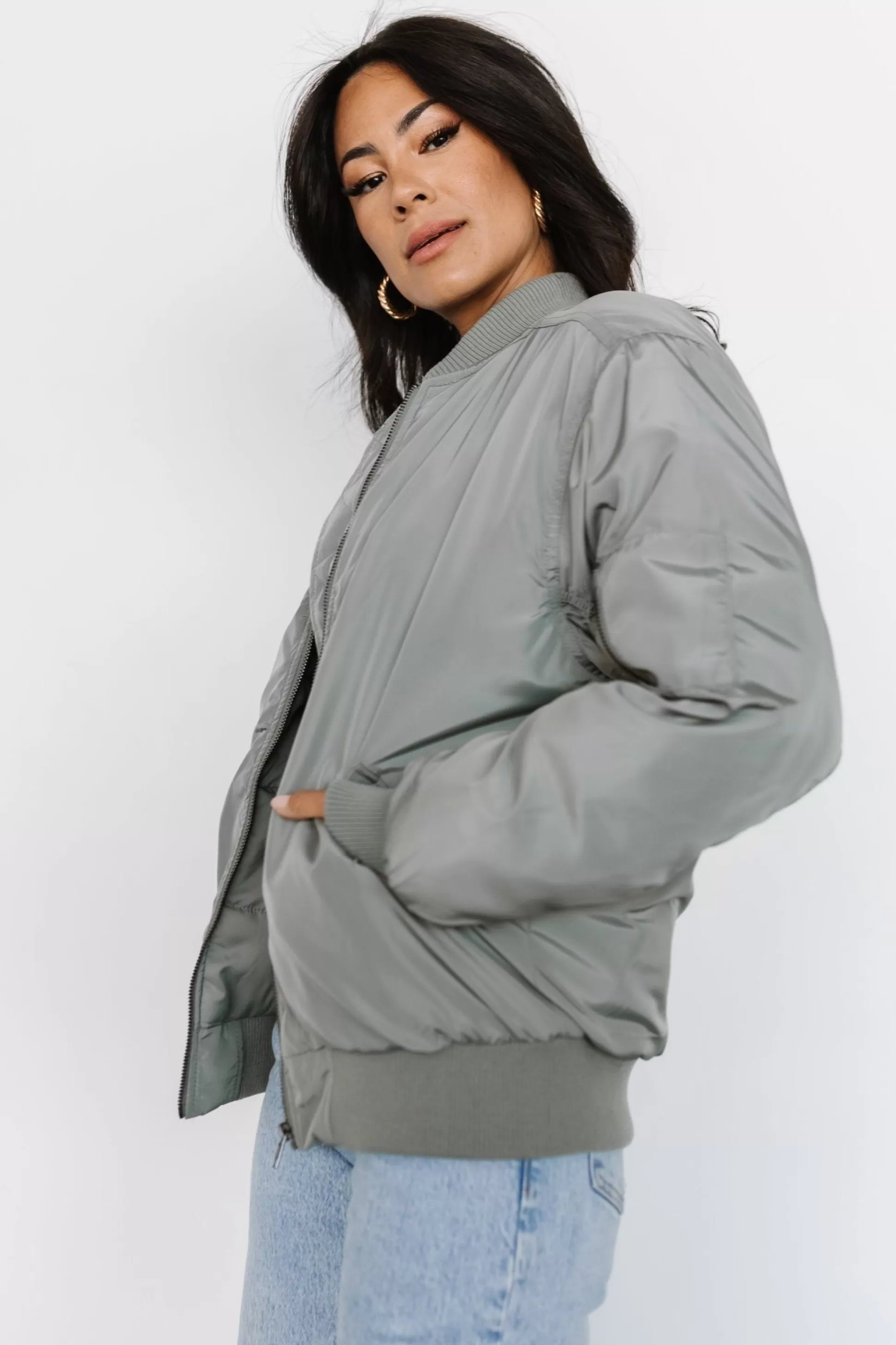 outerwear | Baltic Born Englewood Bomber Jacket | Dark Sage > Bea Womens