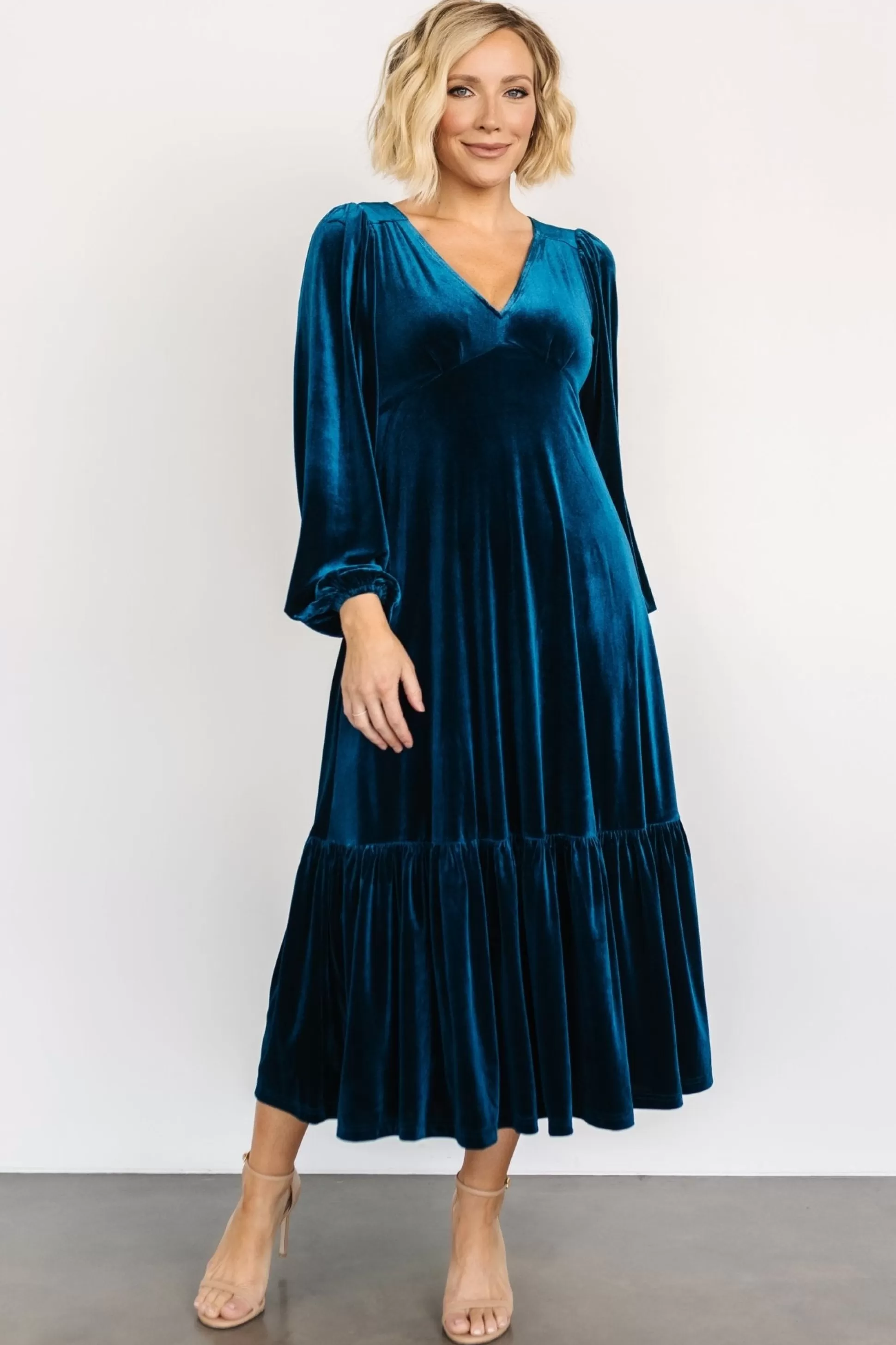 maxi dresses | WEDDING SUITE | Baltic Born Erika Velvet Maxi Dress | Sapphire