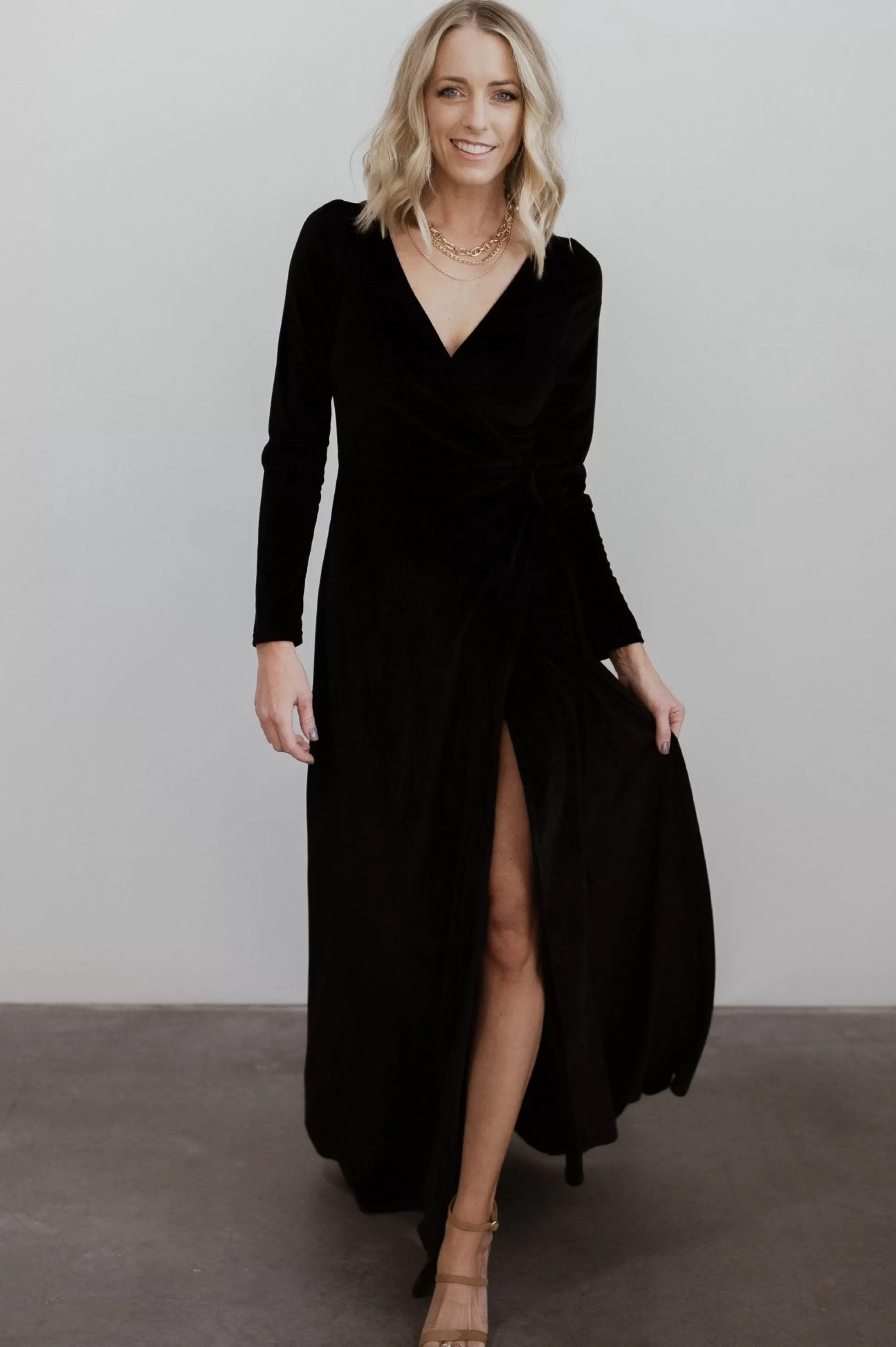 WINTER ESSENTIALS | SALE | Baltic Born Esmerelda Velvet Wrap Maxi Dress | Black