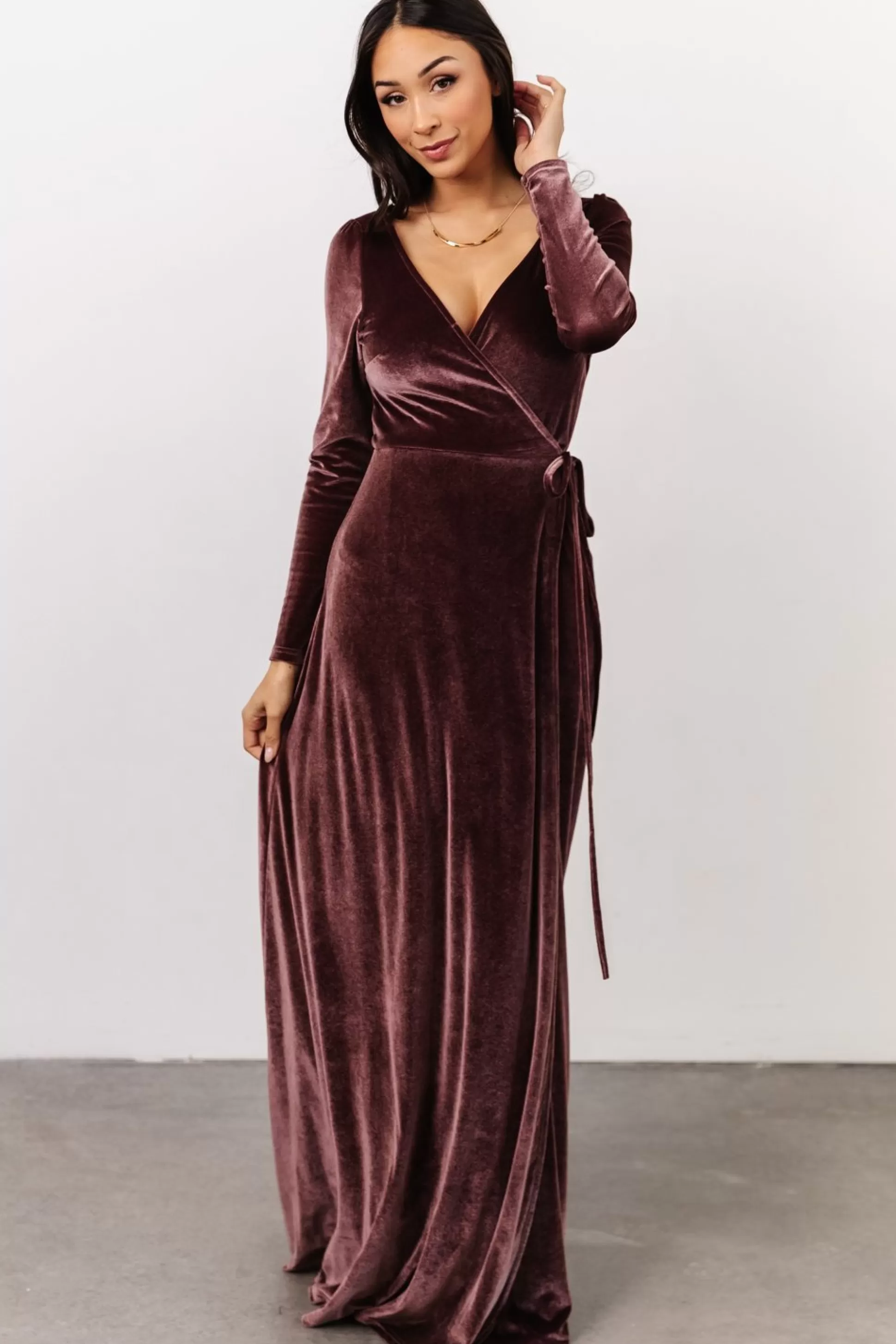 WINTER ESSENTIALS | SALE | Baltic Born Esmerelda Velvet Wrap Maxi Dress | Dusty Plum