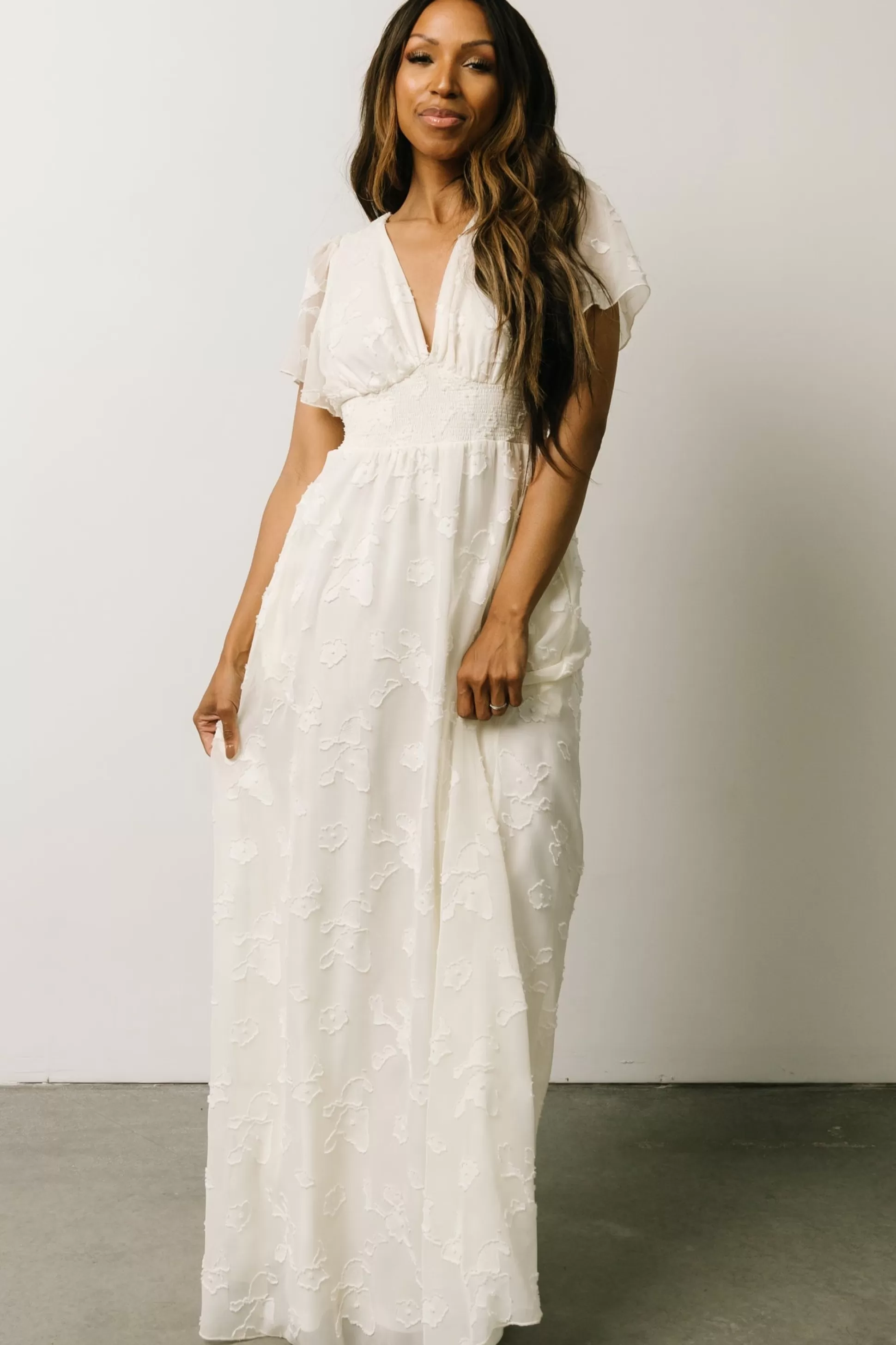 SALE | Baltic Born Evelyn Smocked Maxi Dress | Off White