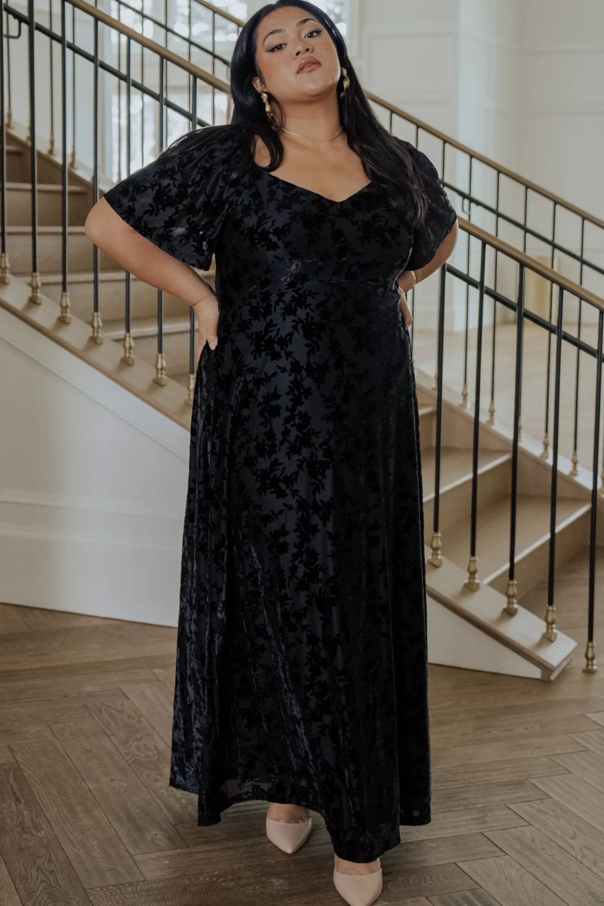 maxi dresses | WEDDING SUITE | Baltic Born Everley Velvet Maxi Dress | Black