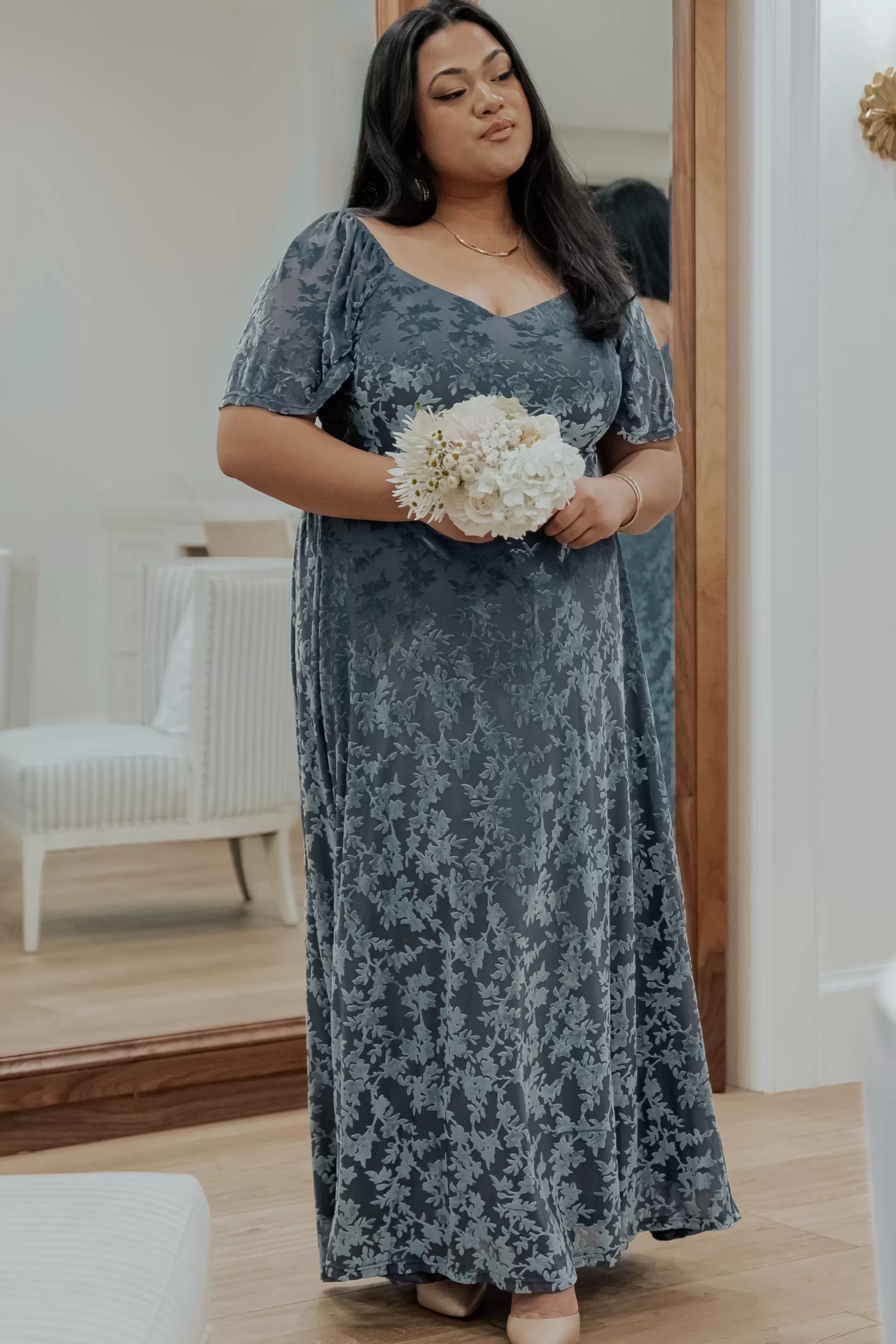 maxi dresses | WEDDING SUITE | Baltic Born Everley Velvet Maxi Dress | Dusty Blue