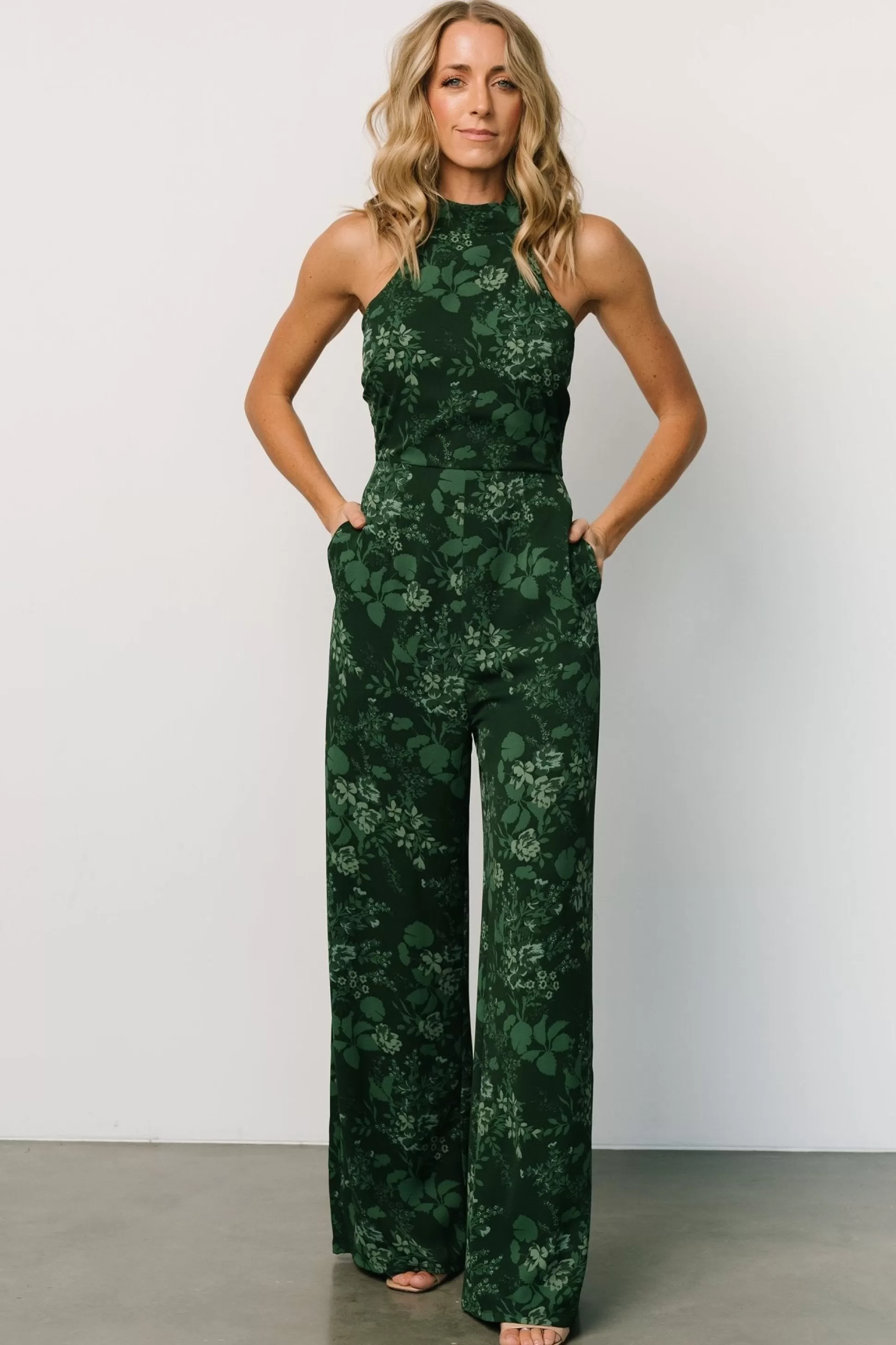 JUMPSUITS + ROMPERS | Baltic Born Freya Halter Jumpsuit | Emerald Floral