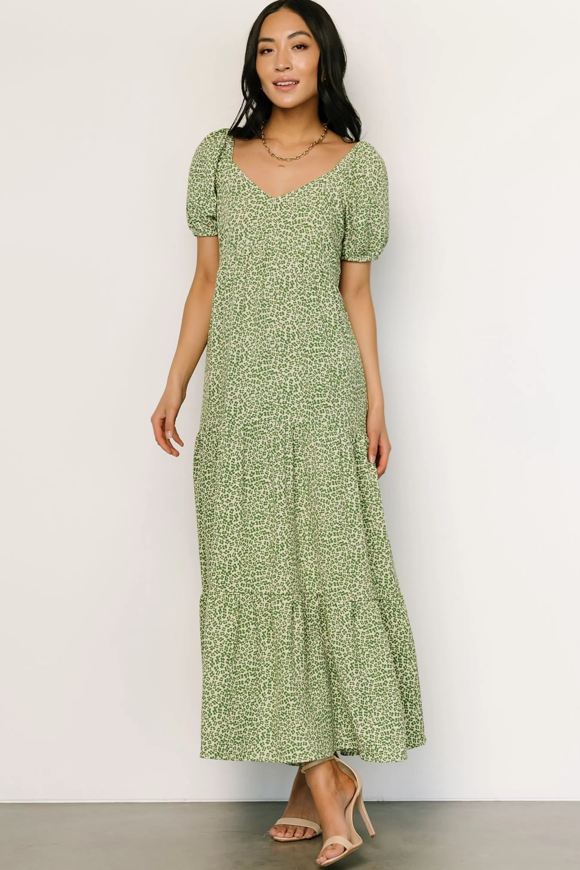 maxi dresses | EXTENDED SIZING | Baltic Born Gables Puff Sleeve Maxi Dress | Green Multi