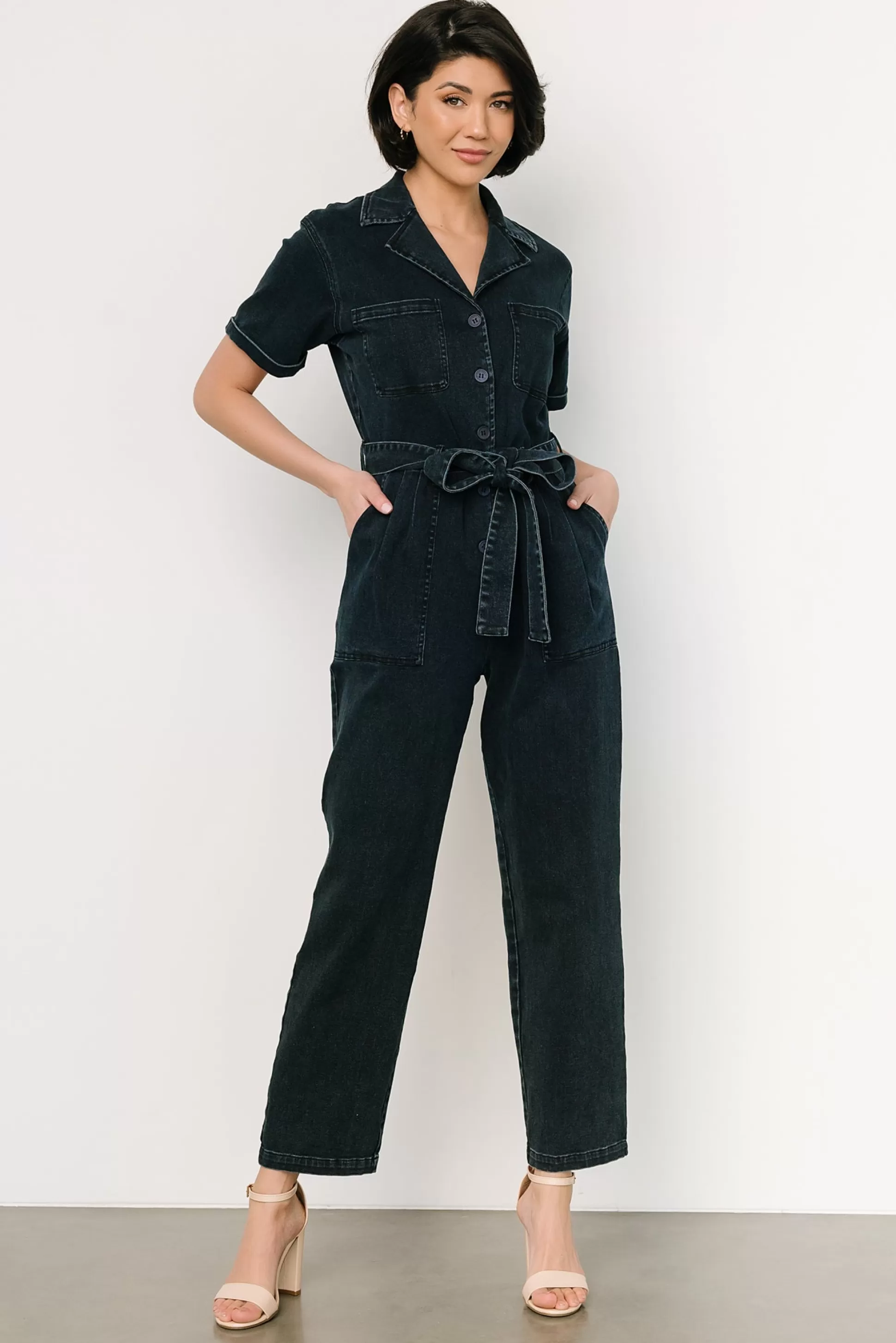 WINTER ESSENTIALS | Baltic Born Geneva Button Jumpsuit | Washed Black