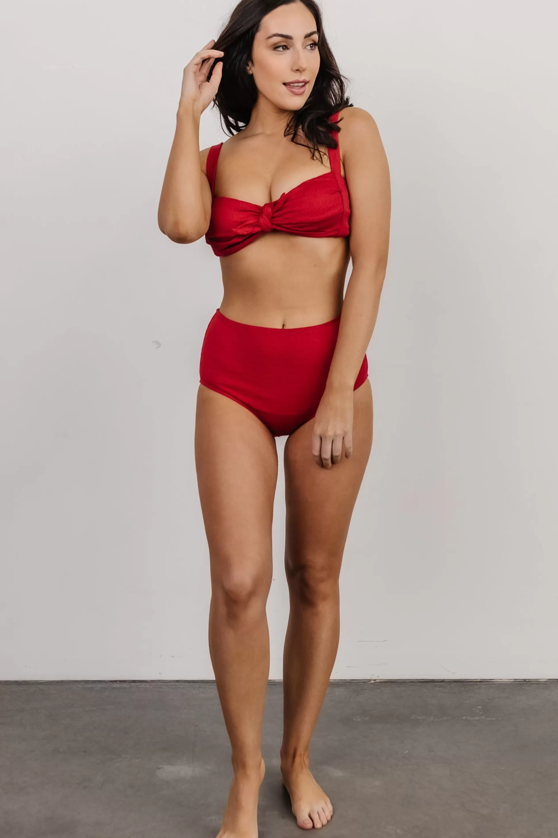 bikini | Baltic Born Glamour High Waisted Bikini Bottom | Red