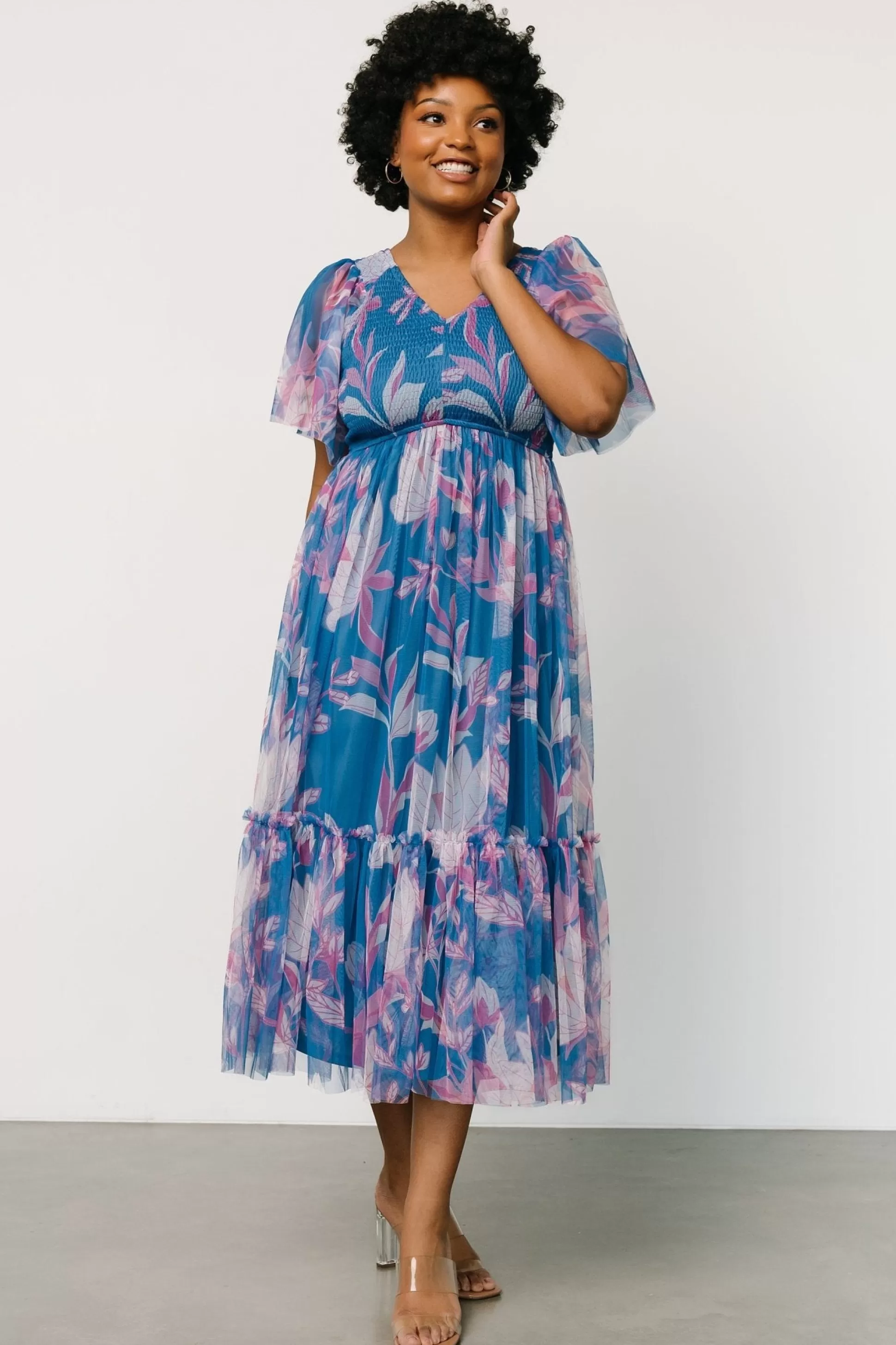 tulle styles | Baltic Born Gracie Tulle Dress | Blue + Pink Floral