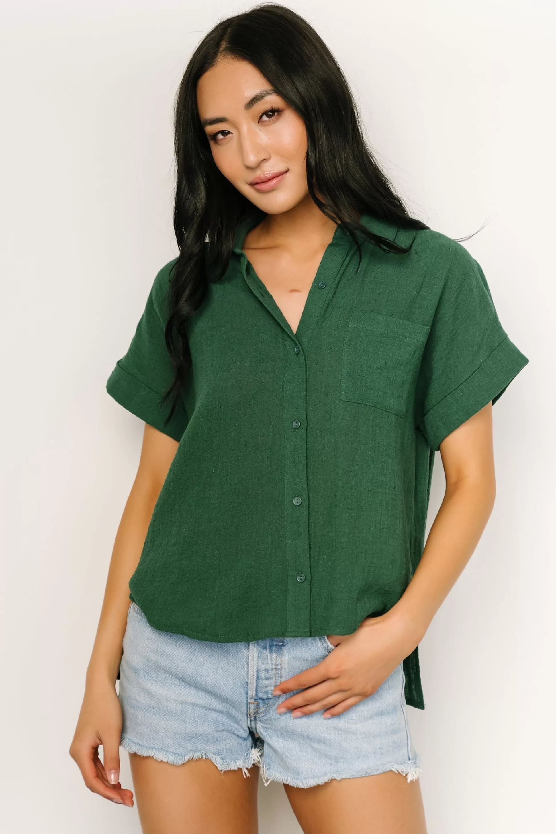 blouses + shirts | Baltic Born Hammond Short Sleeve Top | Dark Green