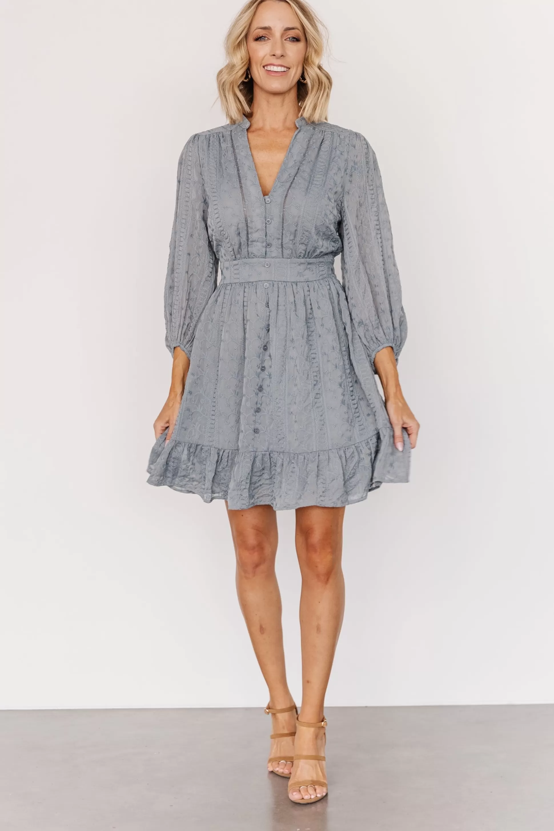 SALE | Baltic Born Harmony Embossed Dress | Dusty Blue