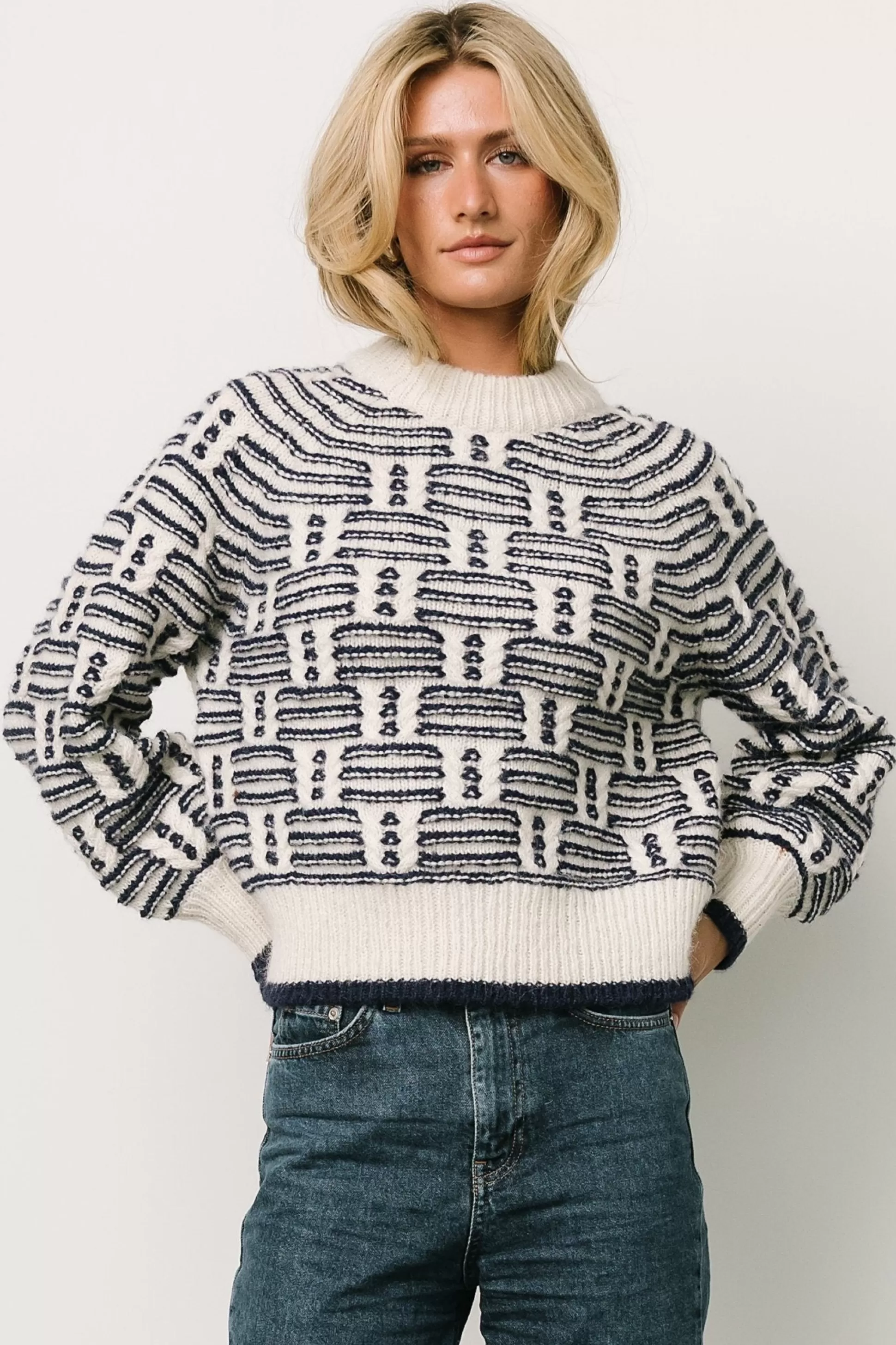 SALE | Baltic Born Hawthorne Knit Sweater | Navy + Ivory