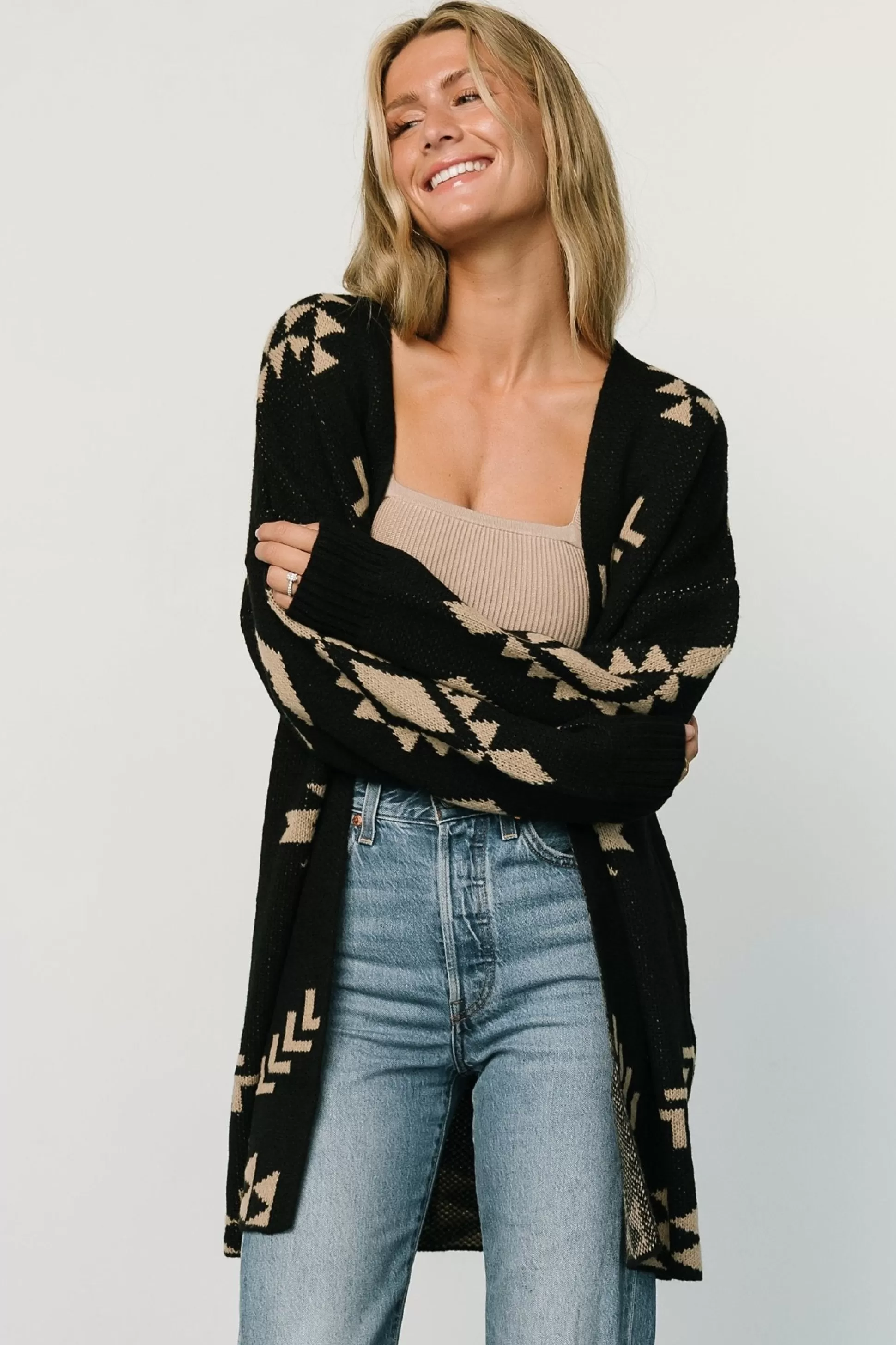 sweaters | cardigans | Baltic Born Hays Oversized Cardigan | Black + Tan