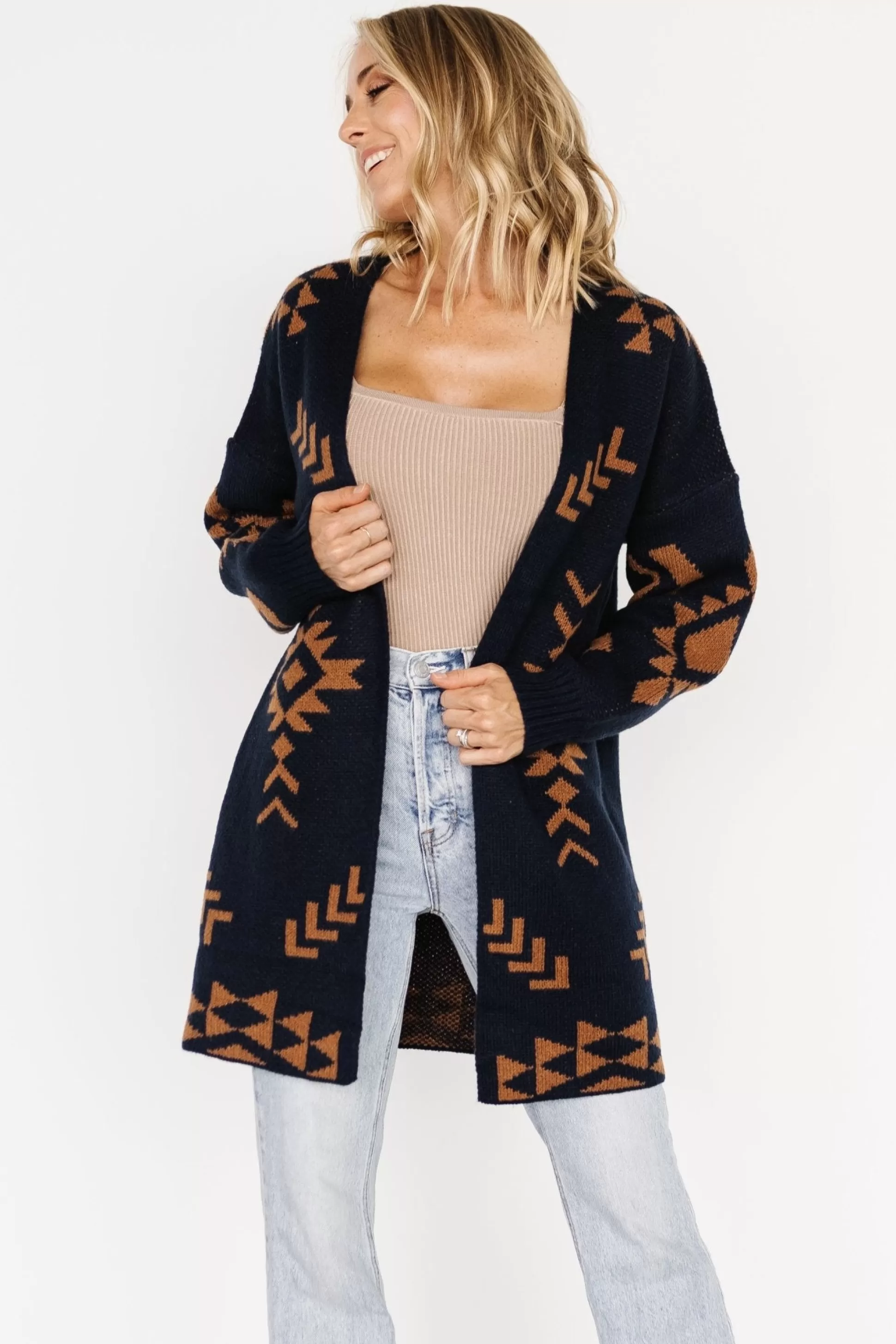 sweaters | cardigans | Baltic Born Hays Oversized Cardigan | Navy + Camel