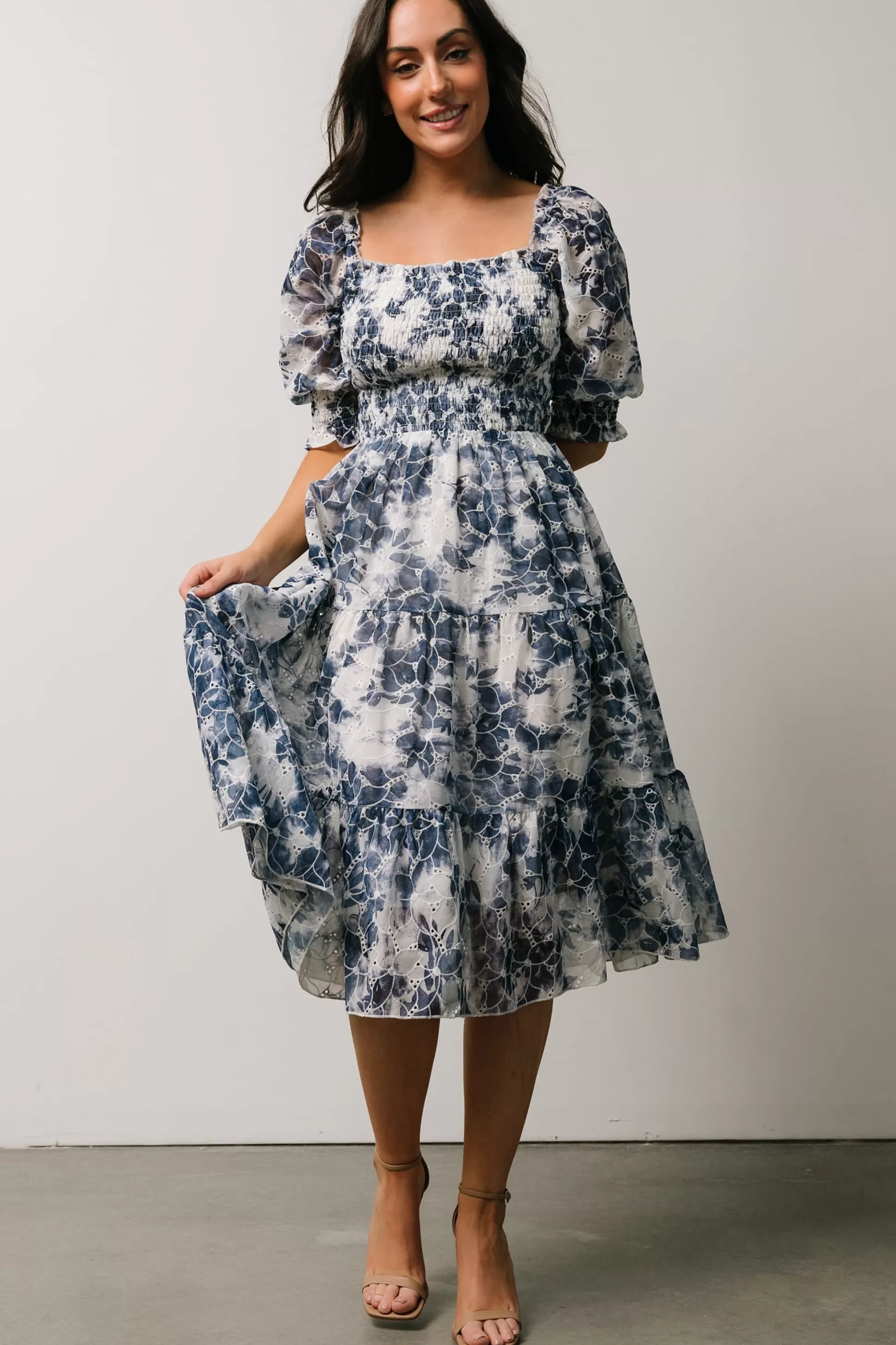 bump friendly | Baltic Born Hazel Eyelet Midi Dress | Navy