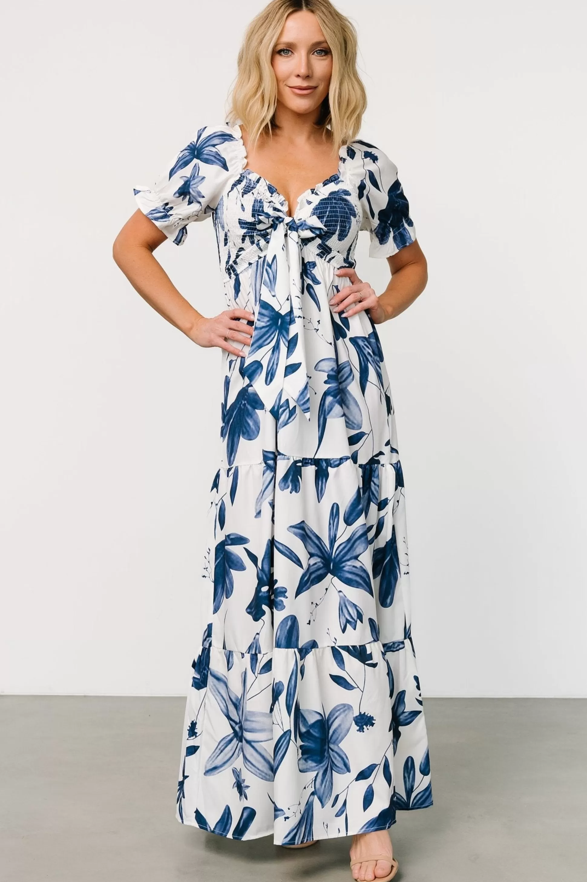 maxi dresses | Baltic Born Hilaria Maxi Dress | White + Blue