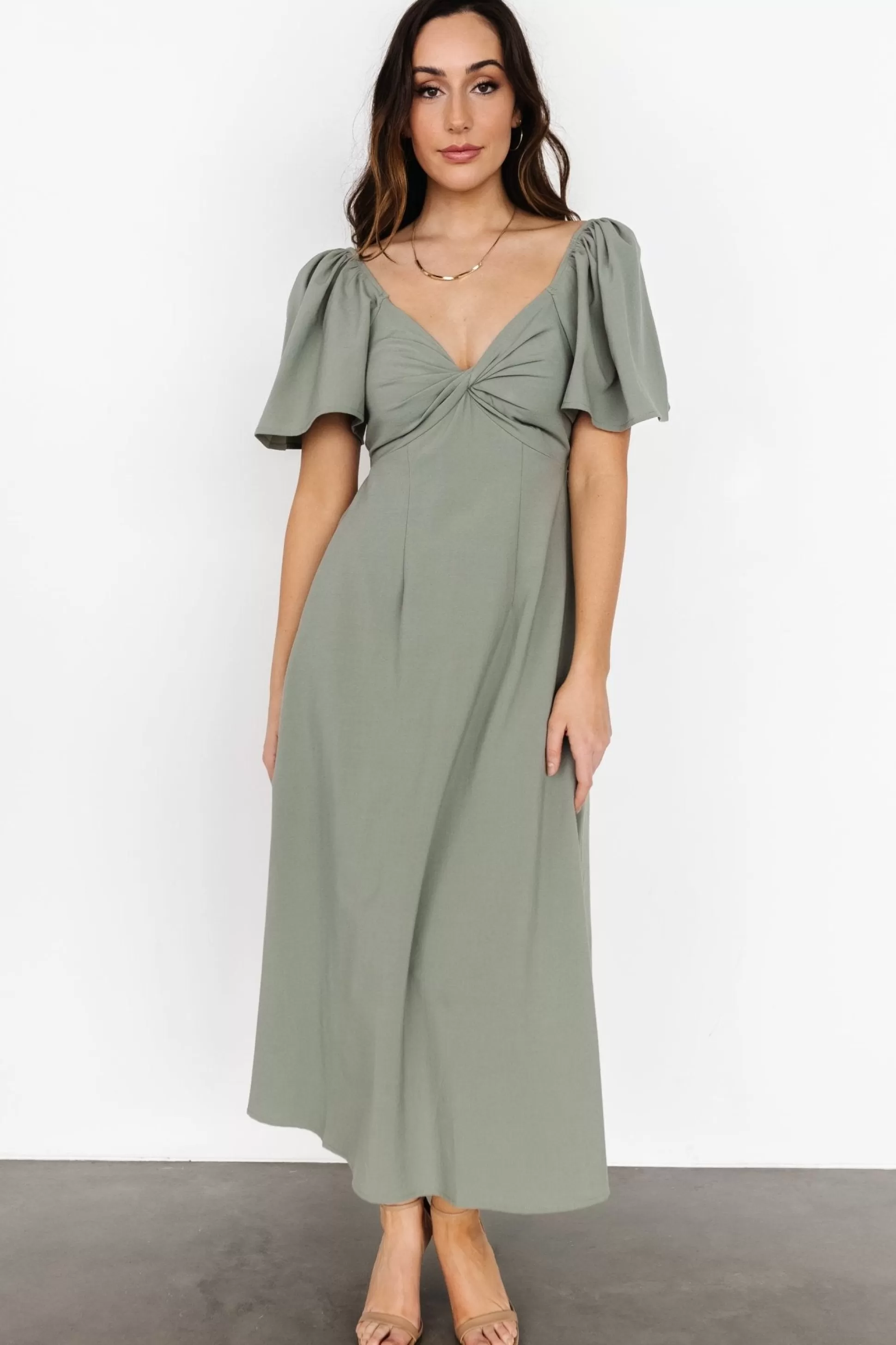 COMING SOON | Baltic Born Indie Back Tie Dress | Dusty Green