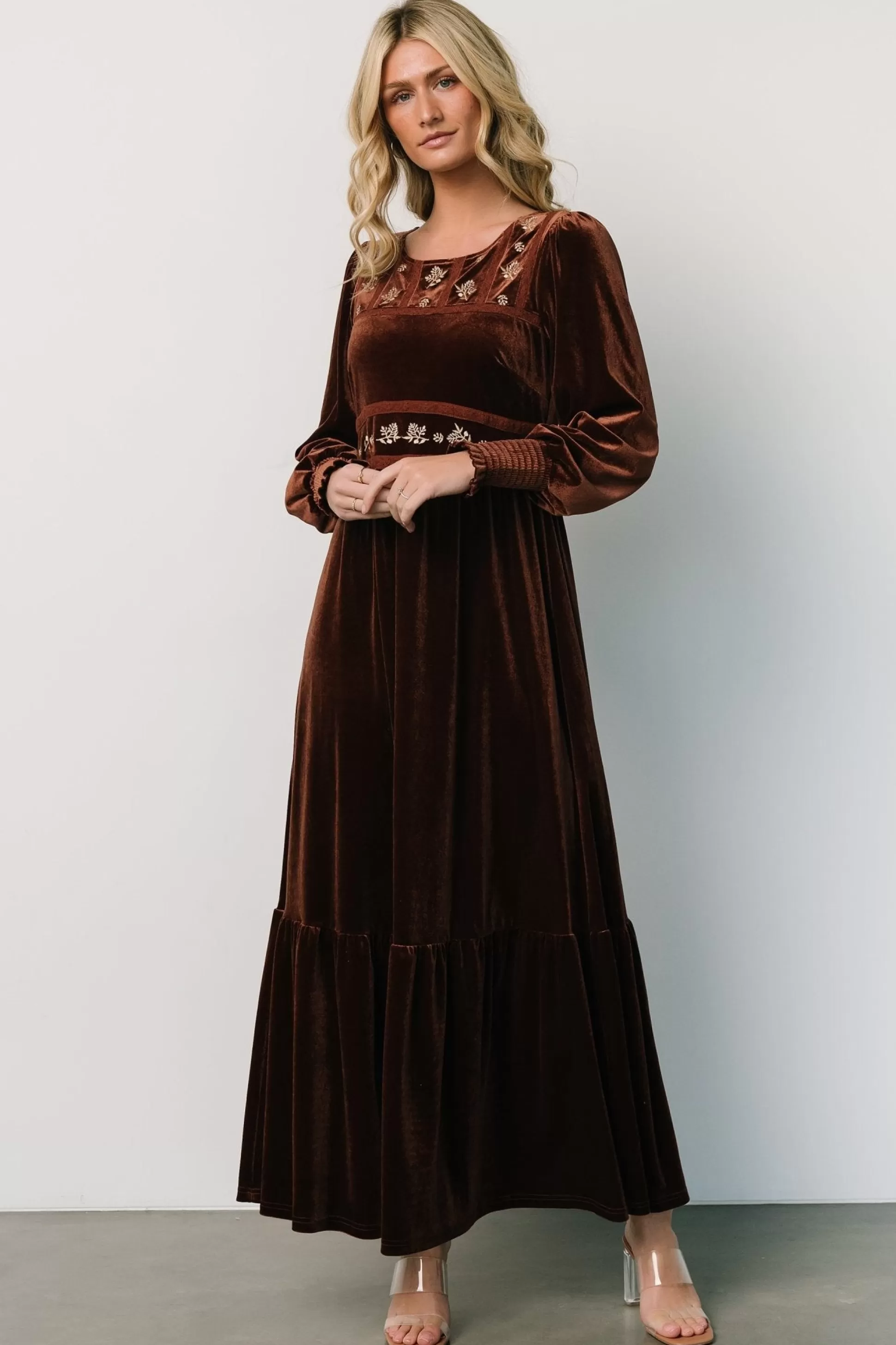 WINTER ESSENTIALS | Baltic Born Ingrid Velvet Maxi Dress | Chocolate