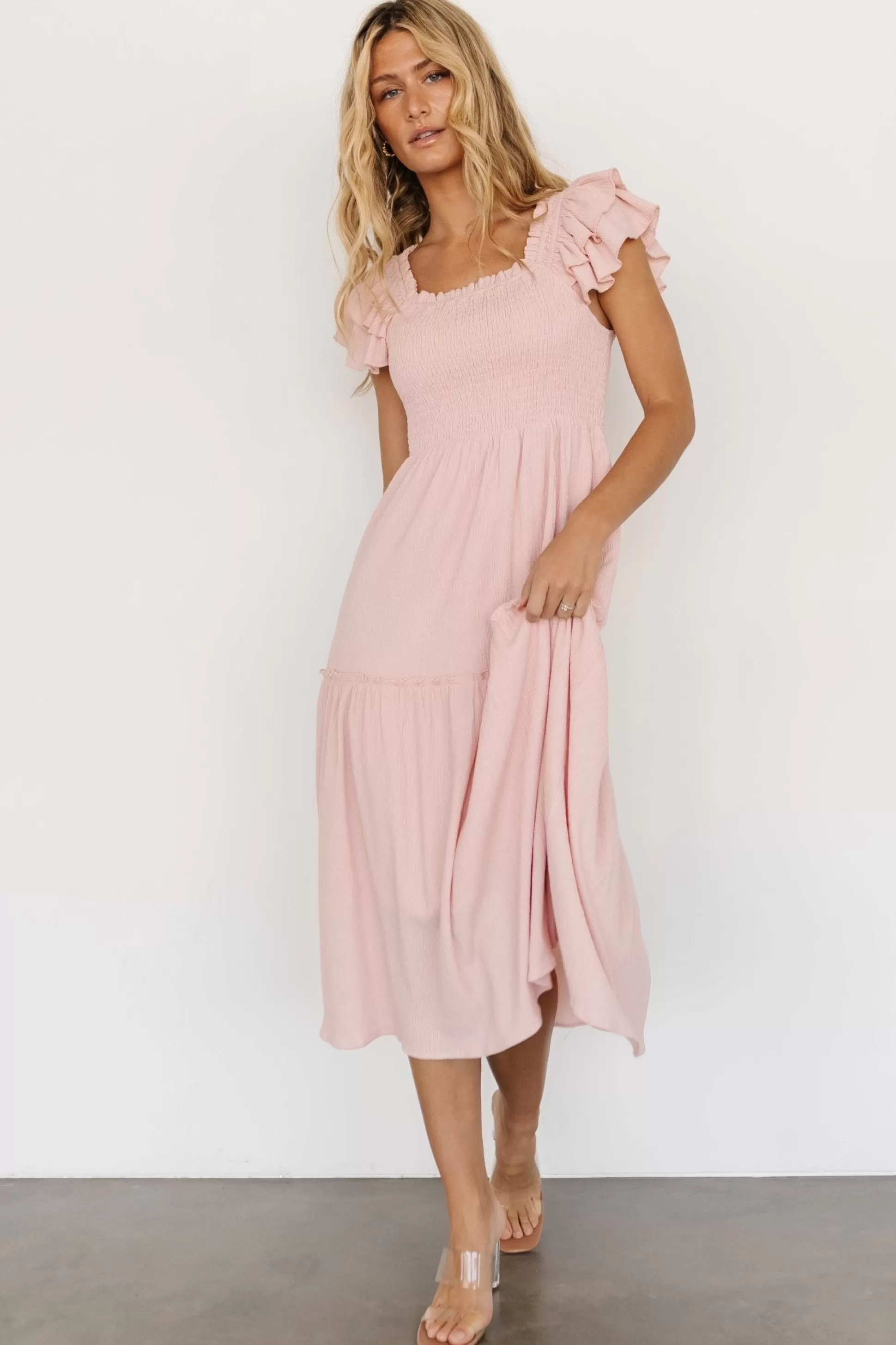 COMING SOON | Baltic Born Jacie Smocked Midi Dress | Blush