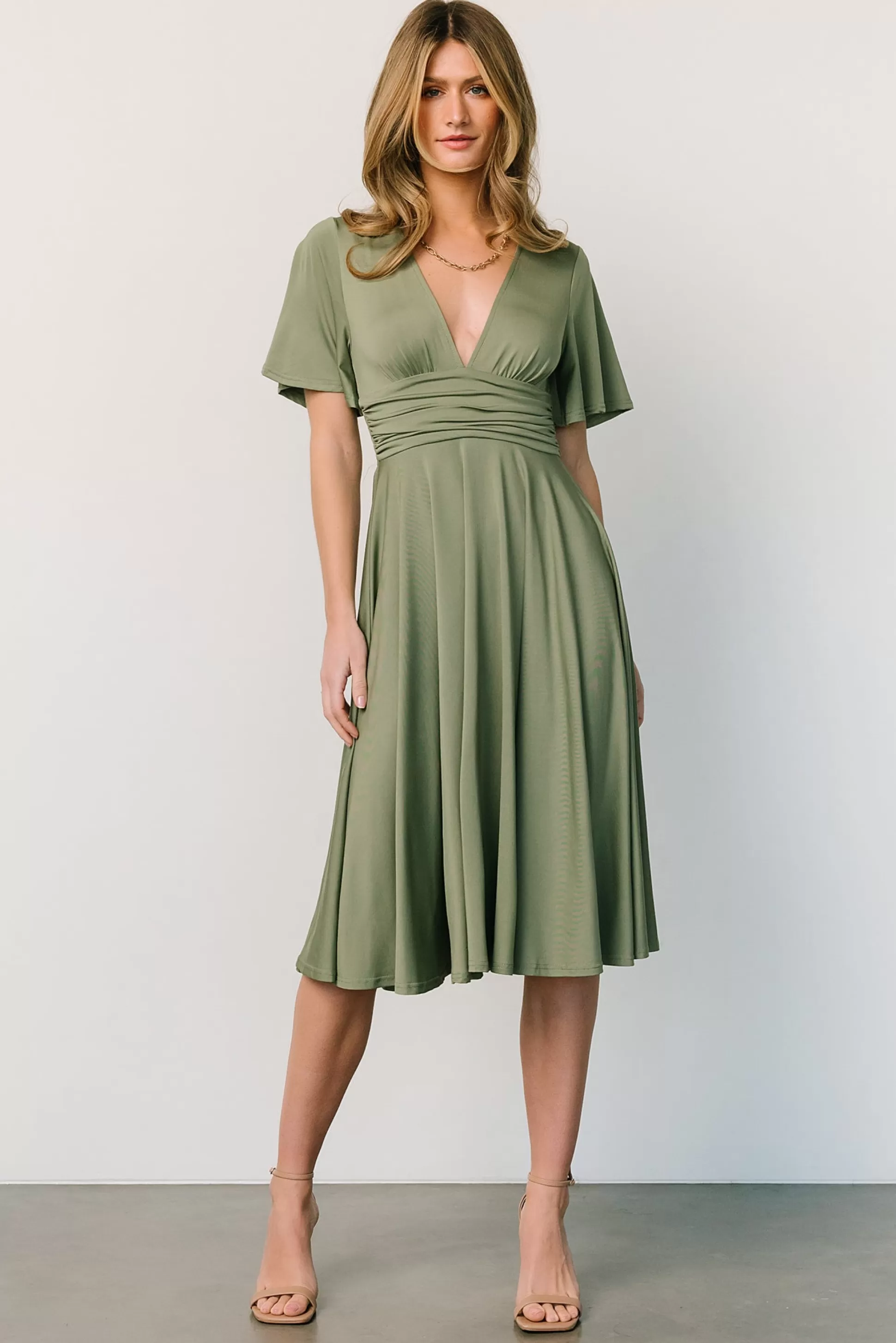 WINTER ESSENTIALS | Baltic Born Janette Midi Dress | Dusty Olive