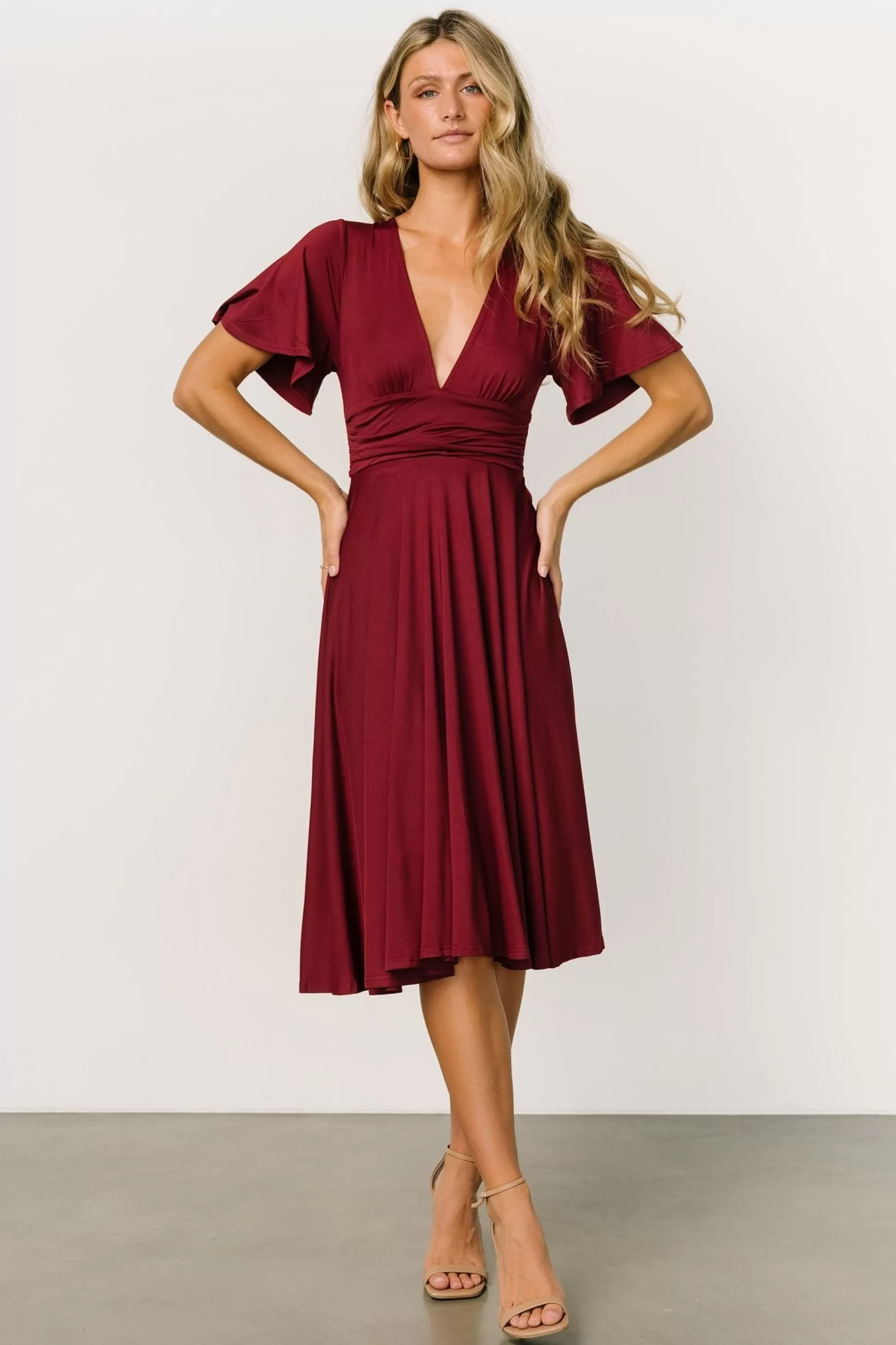 WINTER ESSENTIALS | Baltic Born Janette Midi Dress | Wine