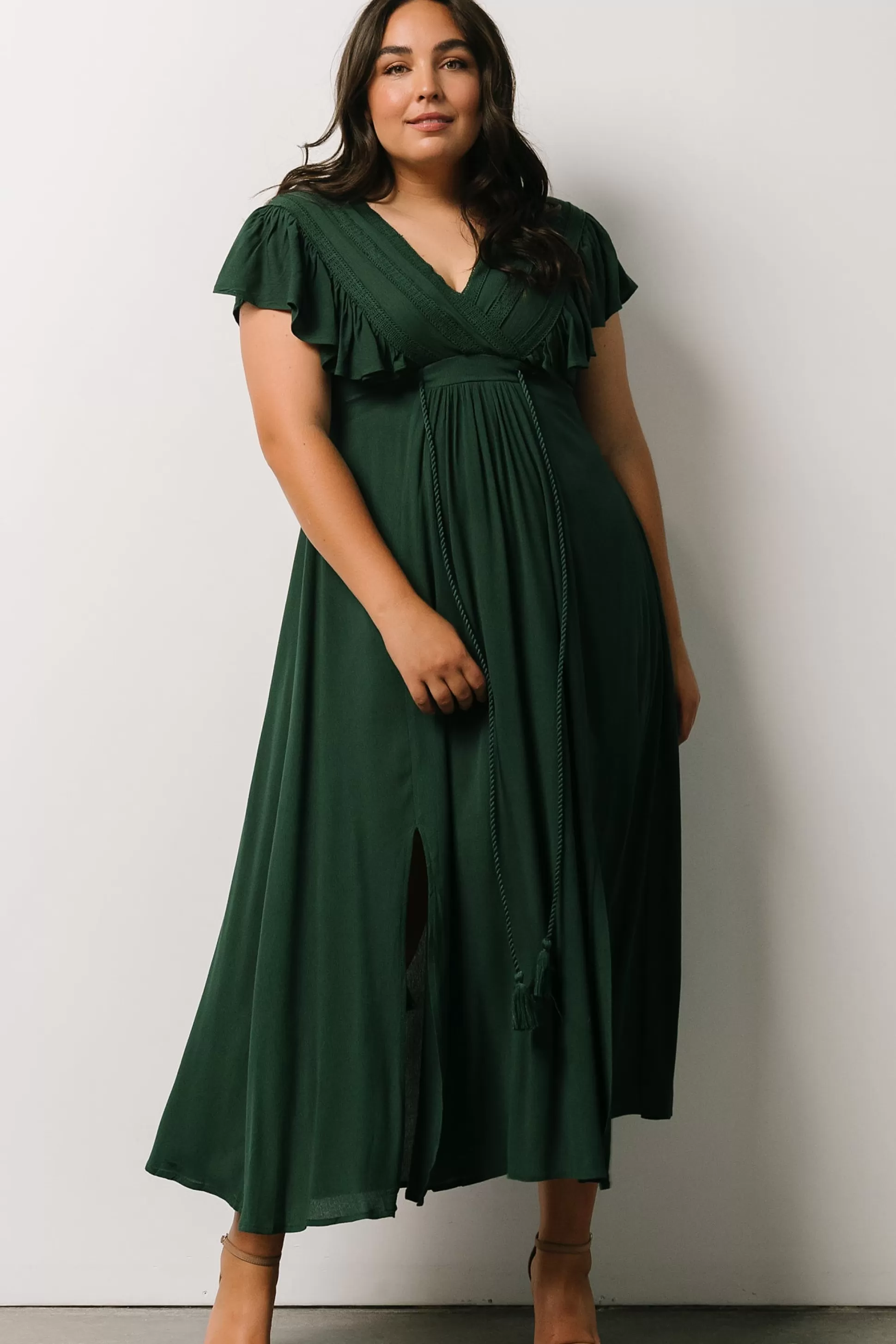 SALE | Baltic Born Jennifer Deep V Maxi Dress | Dark Green