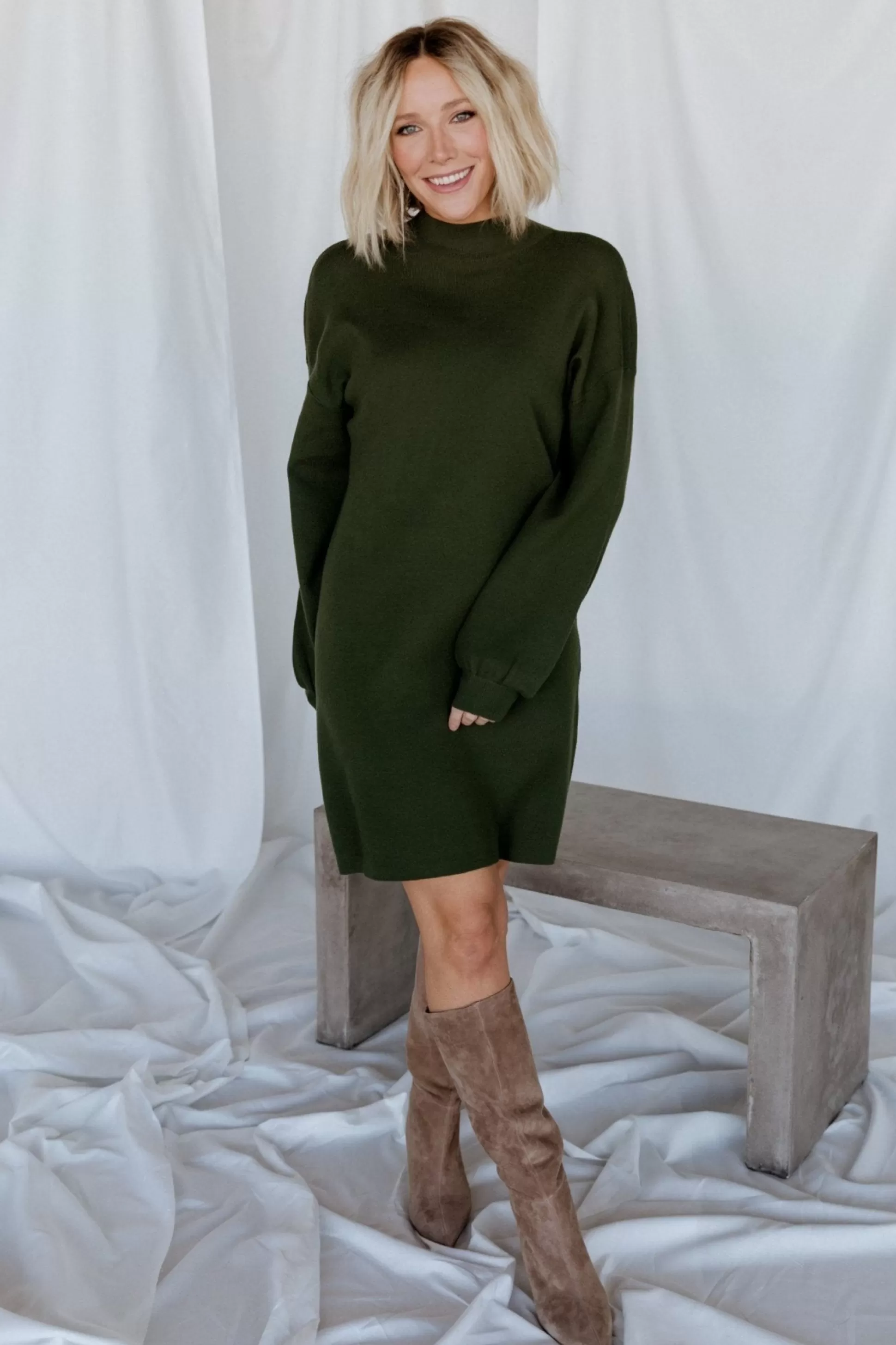 short dresses | TOPS | Baltic Born Jennings Sweater Dress | Deep Olive