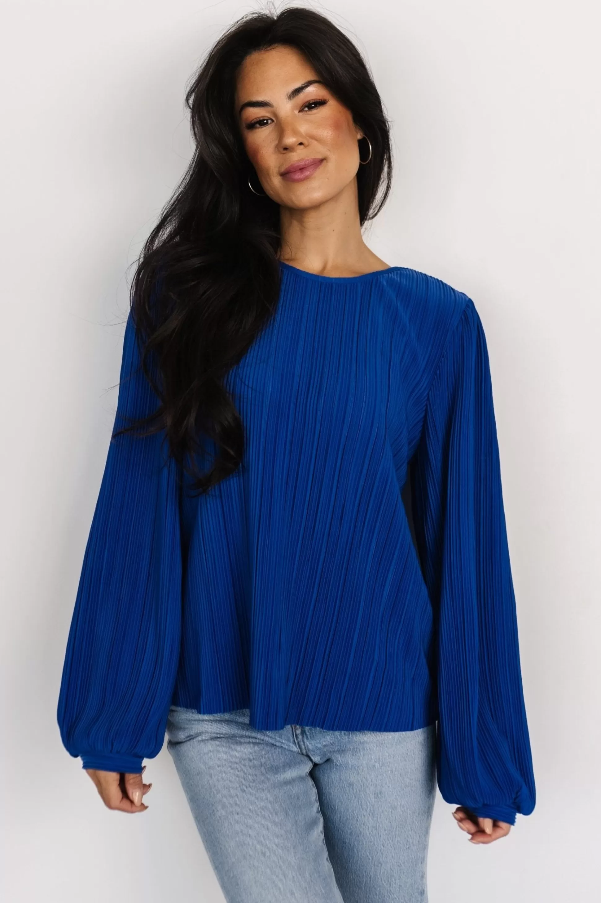 blouses + shirts | Baltic Born Jewel Pleated Top | Cobalt