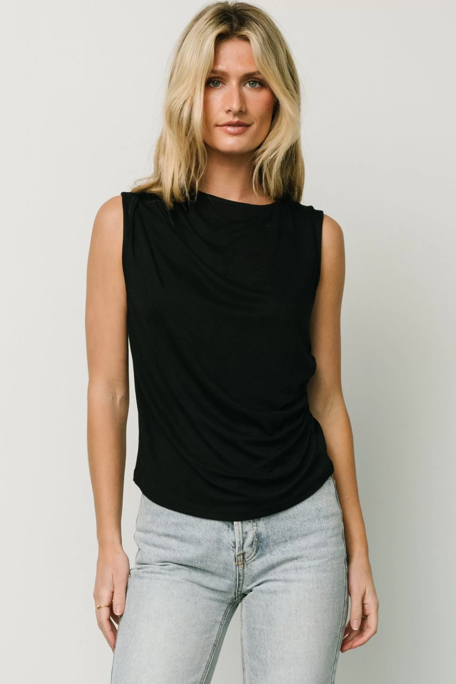 blouses + shirts | Baltic Born Jia Ruched Tank Top | Black