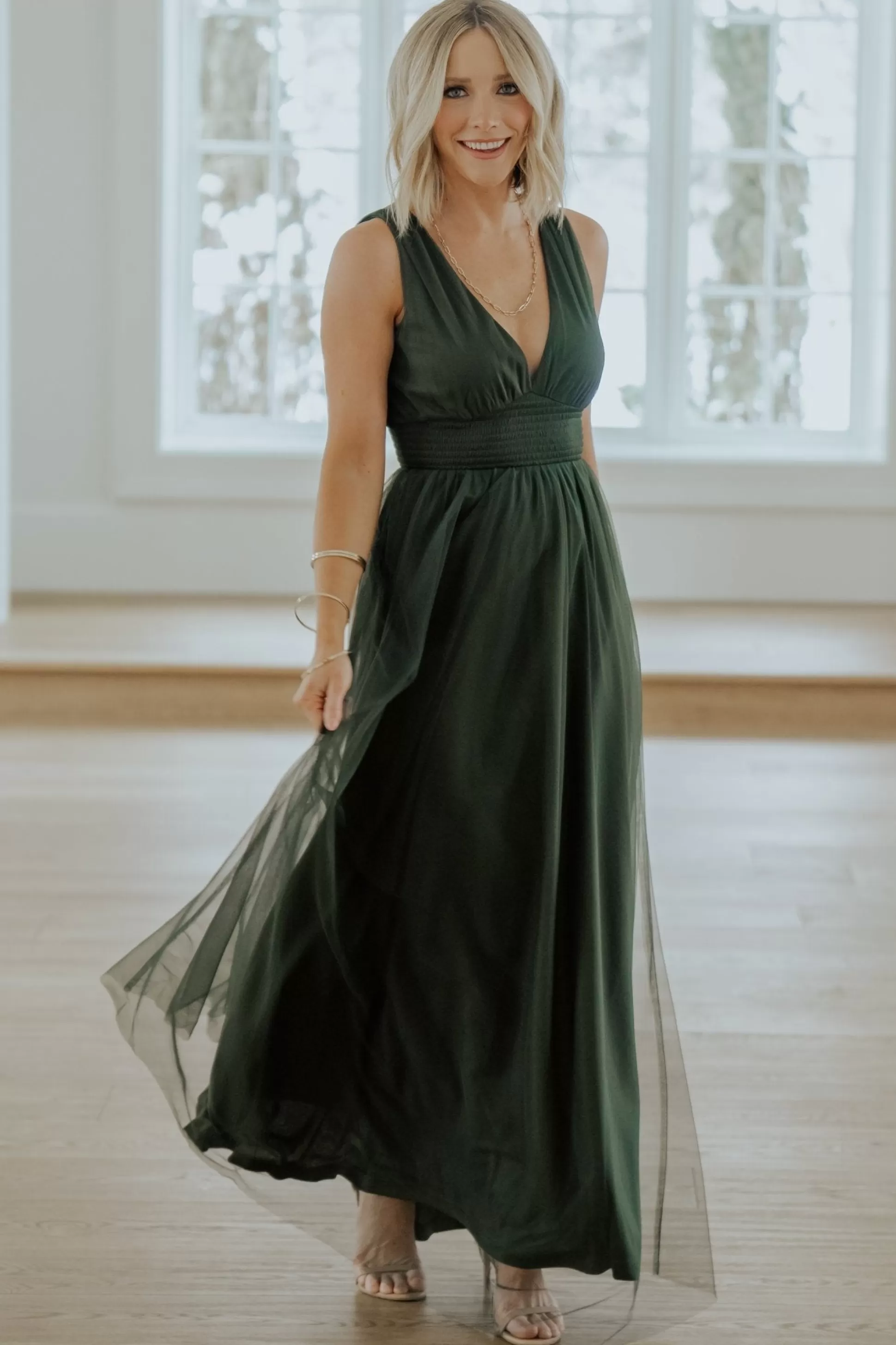 WEDDING SUITE | wedding guest | Baltic Born Kamila Tulle Maxi Dress | Juniper Green