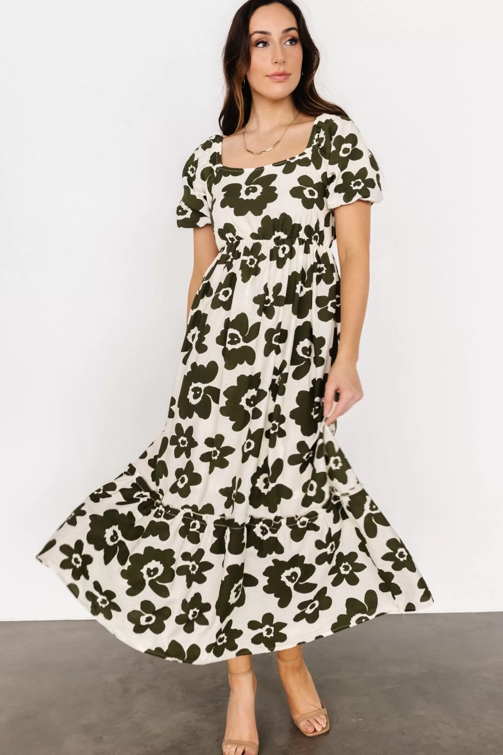 maxi dresses | bump friendly | Baltic Born Kasey Maxi Dress | Olive + Ivory Print