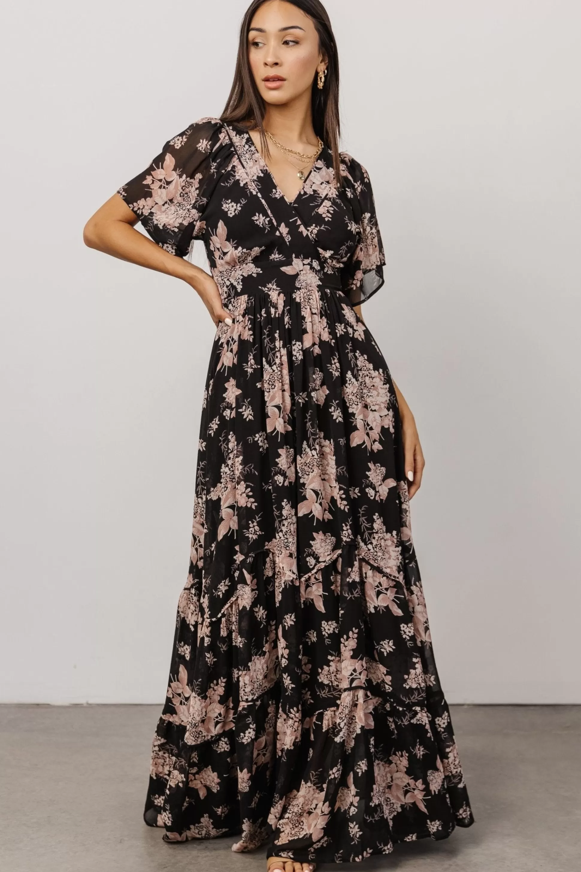 maxi dresses | bump friendly | Baltic Born Katherine Maxi Dress | Black + Blush Floral