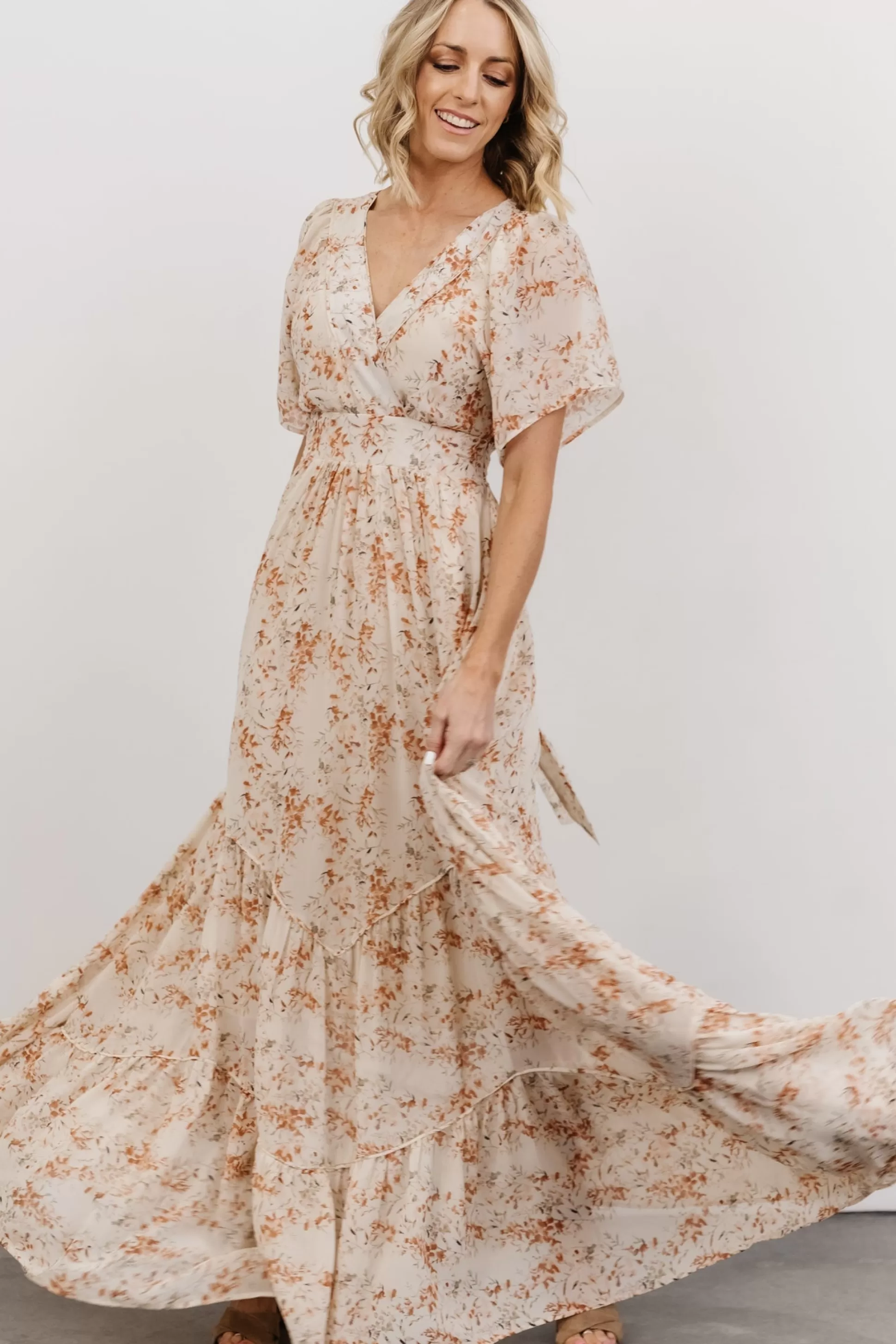 maxi dresses | bump friendly | Baltic Born Katherine Maxi Dress | Cream + Rust Floral