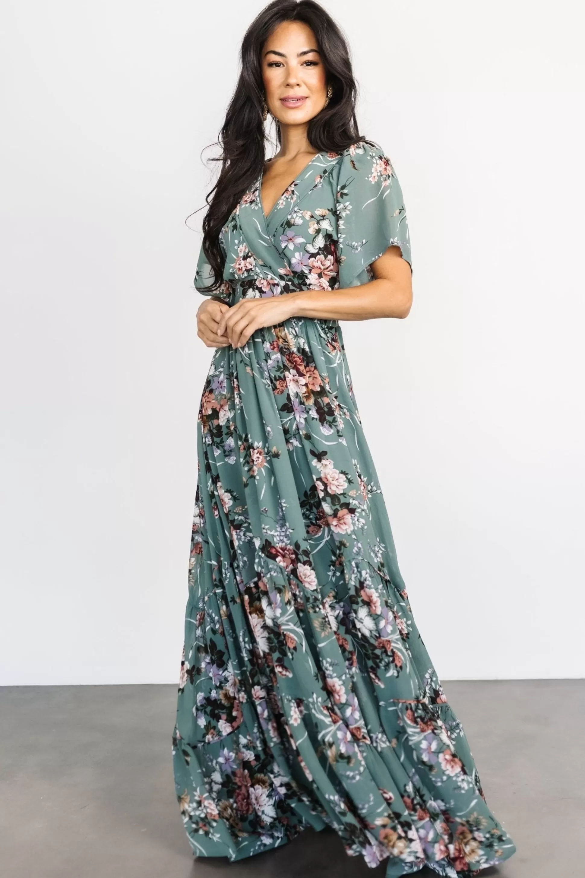 maxi dresses | bump friendly | Baltic Born Katherine Maxi Dress | Dusty Green Floral