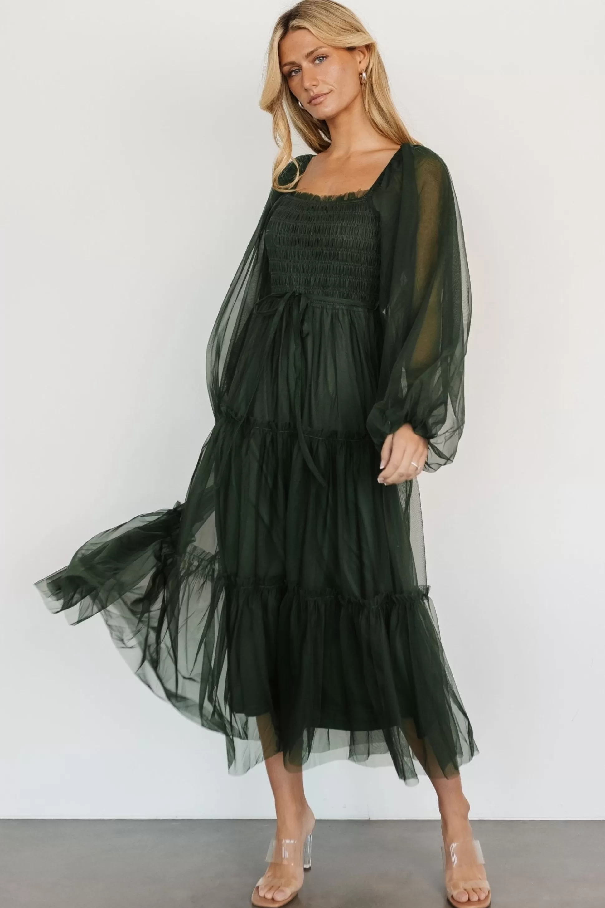 maxi dresses | WEDDING SUITE | Baltic Born Katrina Tulle Maxi Dress | Dark Green