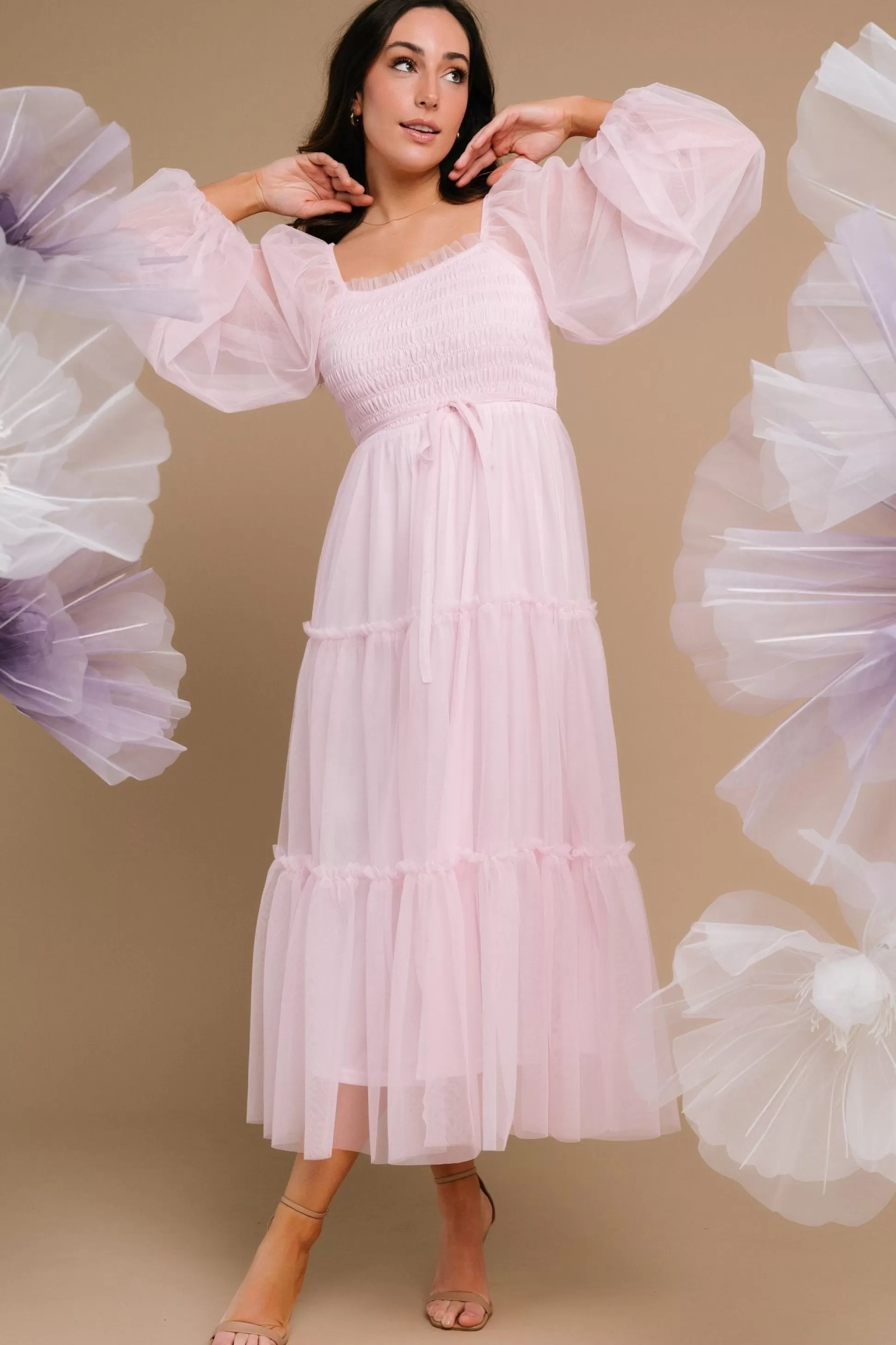 maxi dresses | WEDDING SUITE | Baltic Born Katrina Tulle Maxi Dress | Light Rose