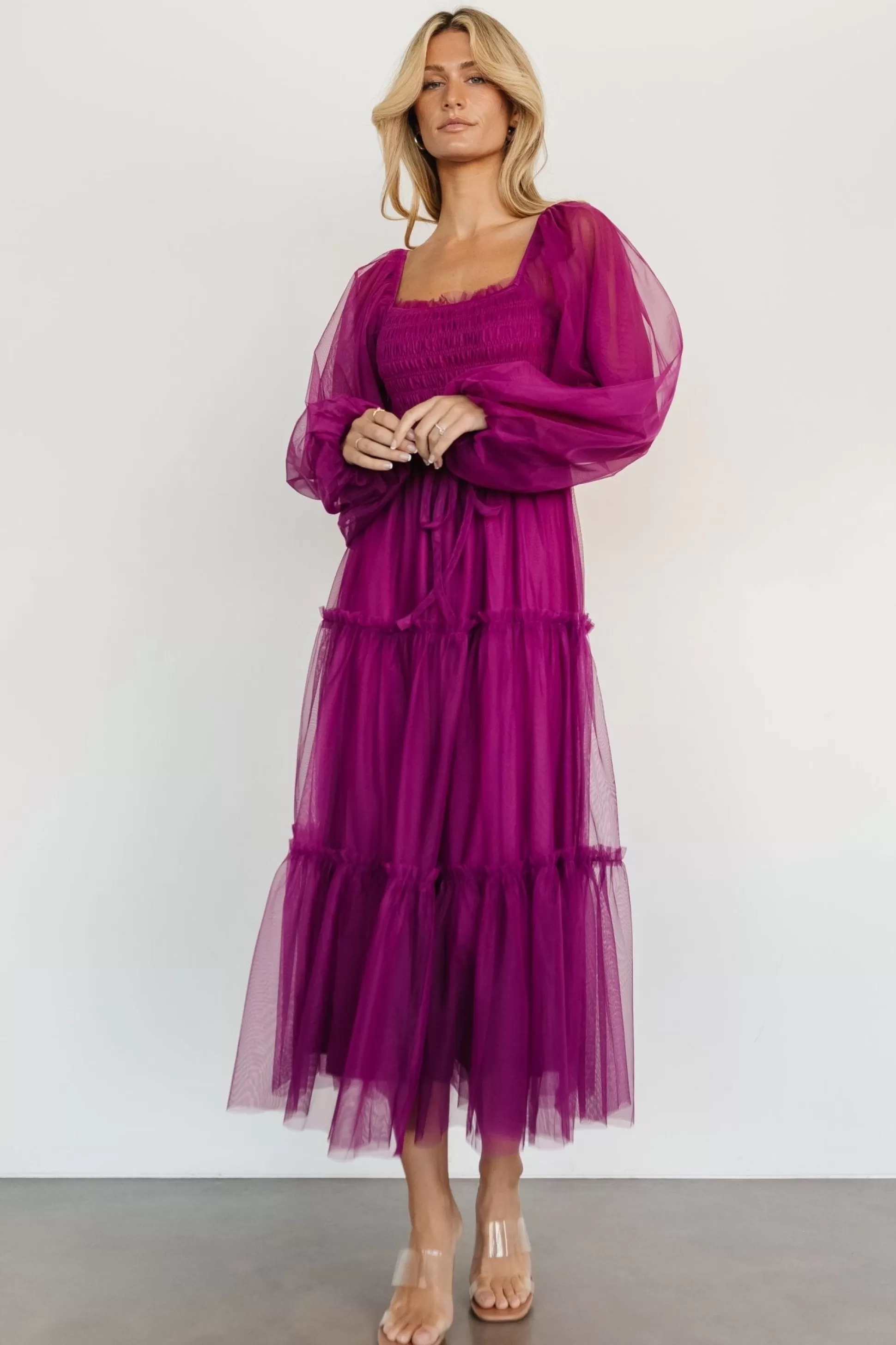 maxi dresses | WEDDING SUITE | Baltic Born Katrina Tulle Maxi Dress | Magenta