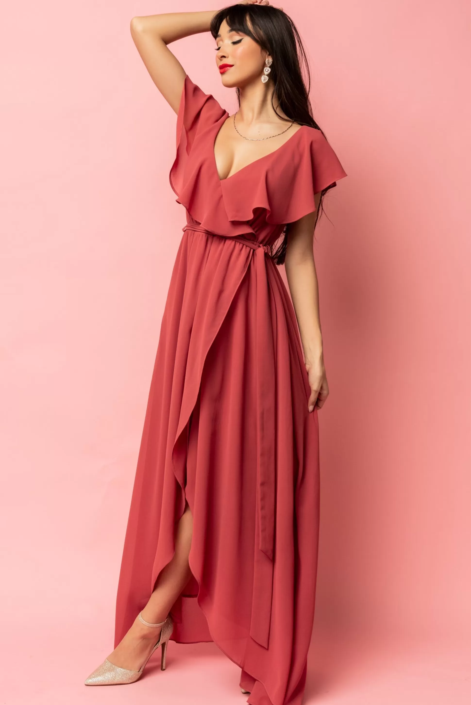 SALE | Baltic Born Katya Ruffle Maxi Dress | Rosewood