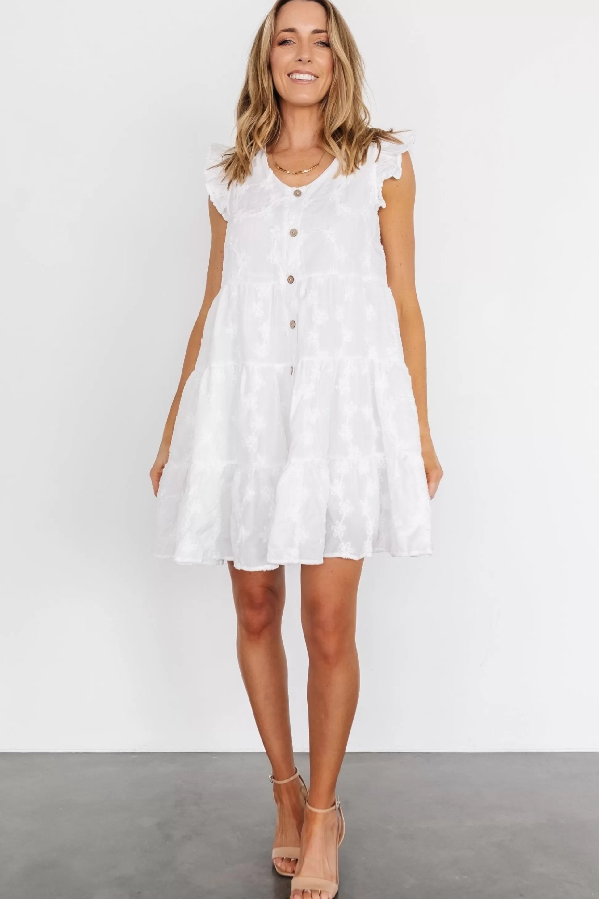 cover up | Baltic Born Kayla Button Up Short Dress | Off White