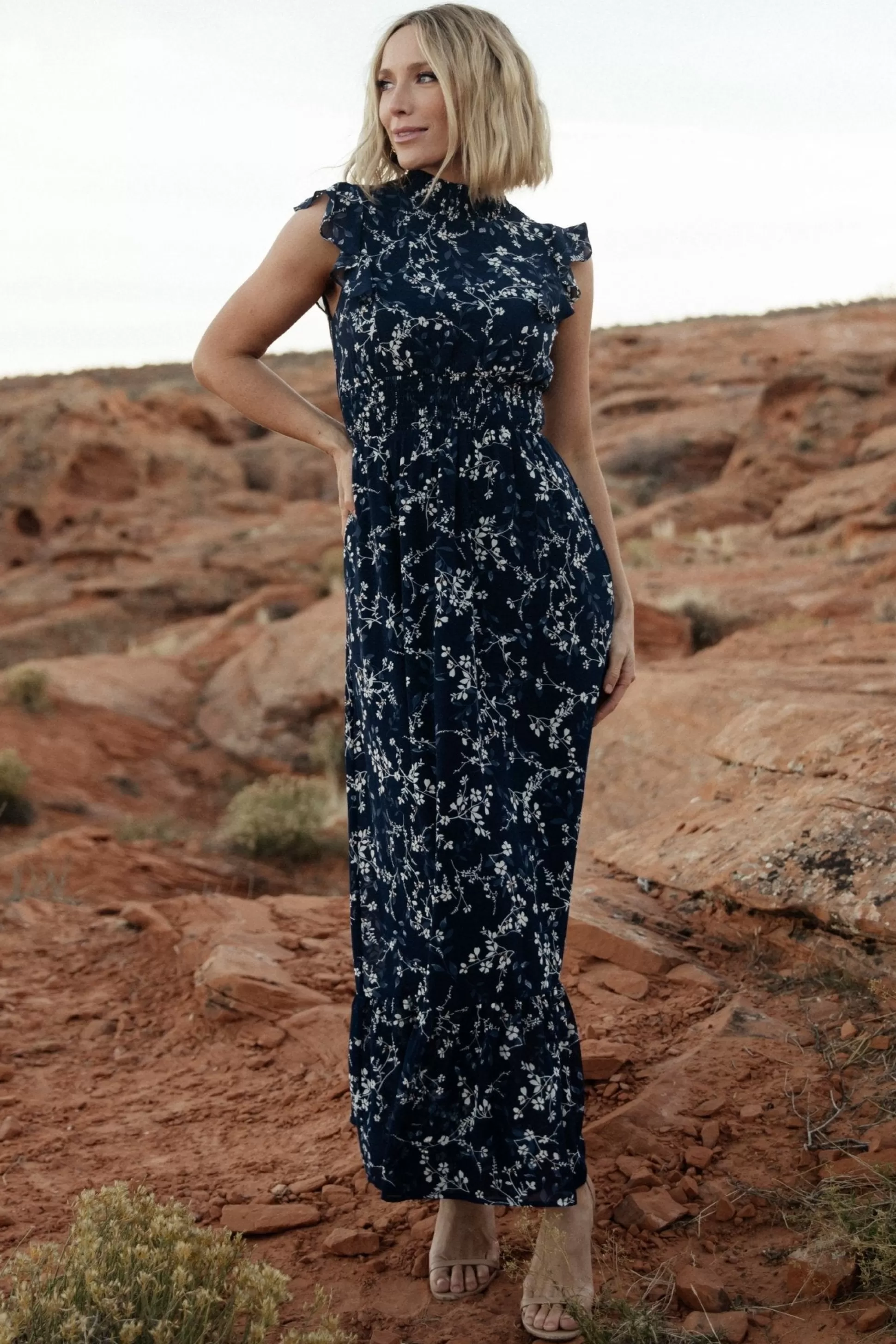 maxi dresses | WEDDING SUITE | Baltic Born Kearny Ruffle Maxi Dress | Blue Floral