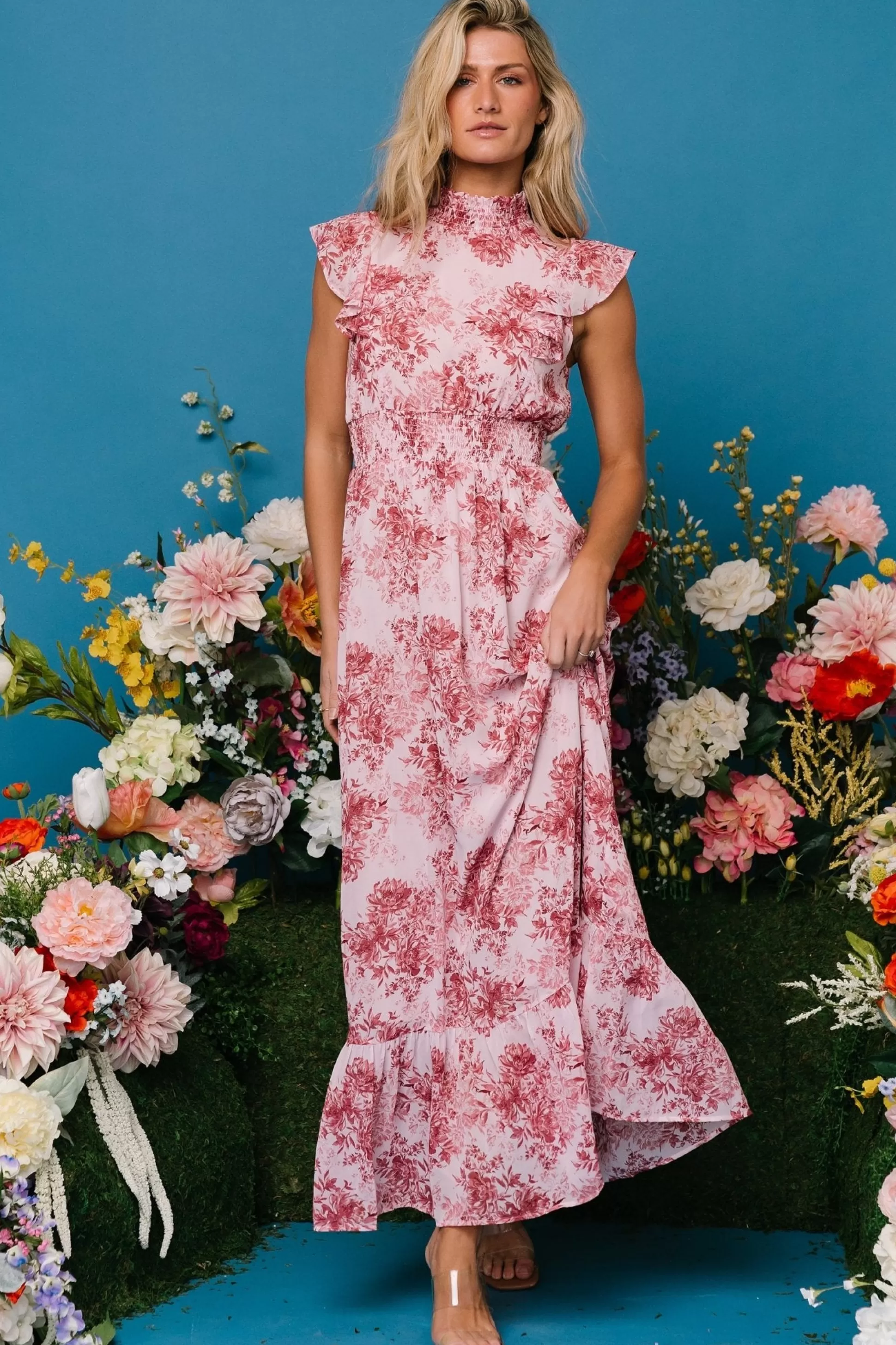maxi dresses | WEDDING SUITE | Baltic Born Kearny Ruffle Maxi Dress | Pink Floral